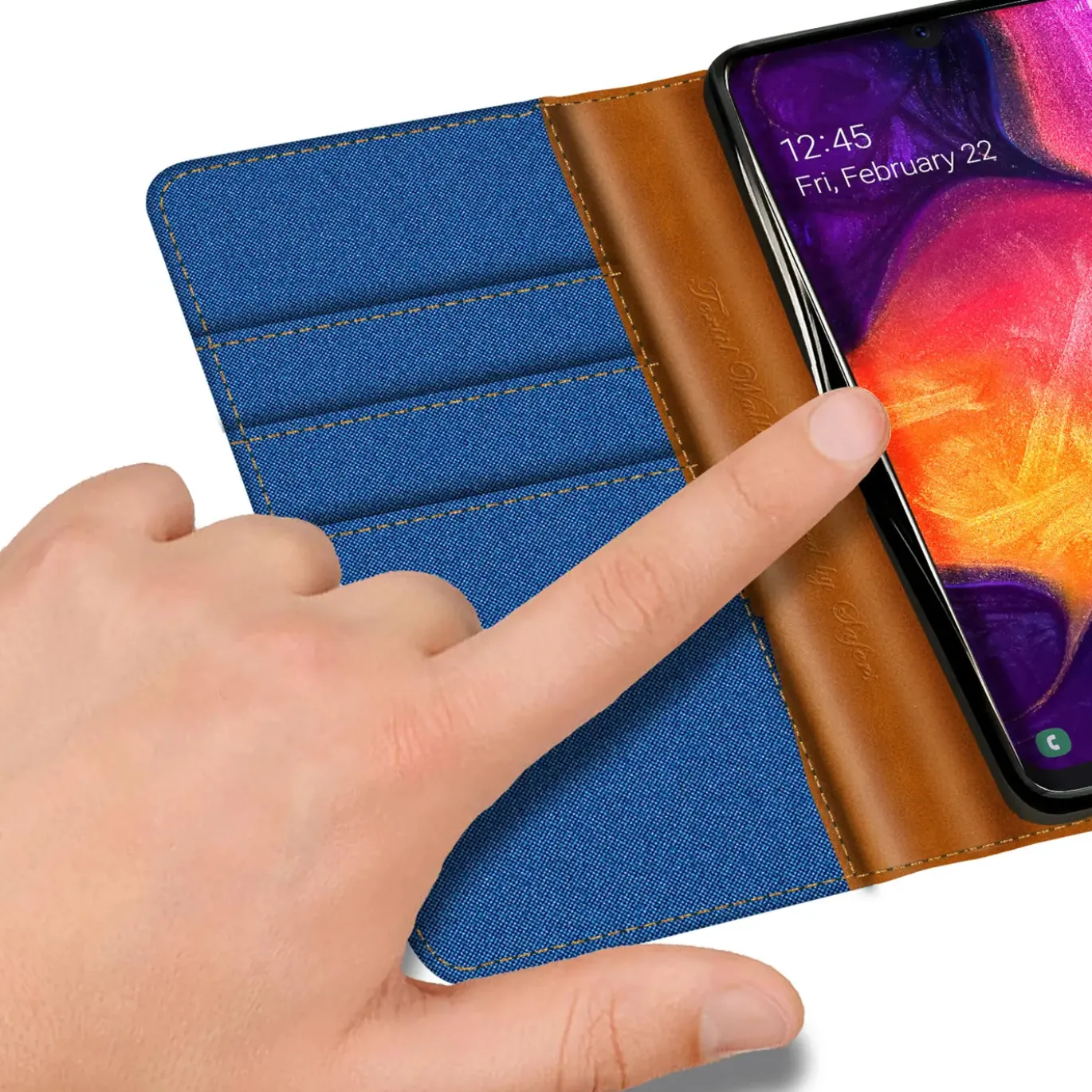 Samsung Galaxy A50 / A30s - Jeanslook Klapphülle mit Kartenfach