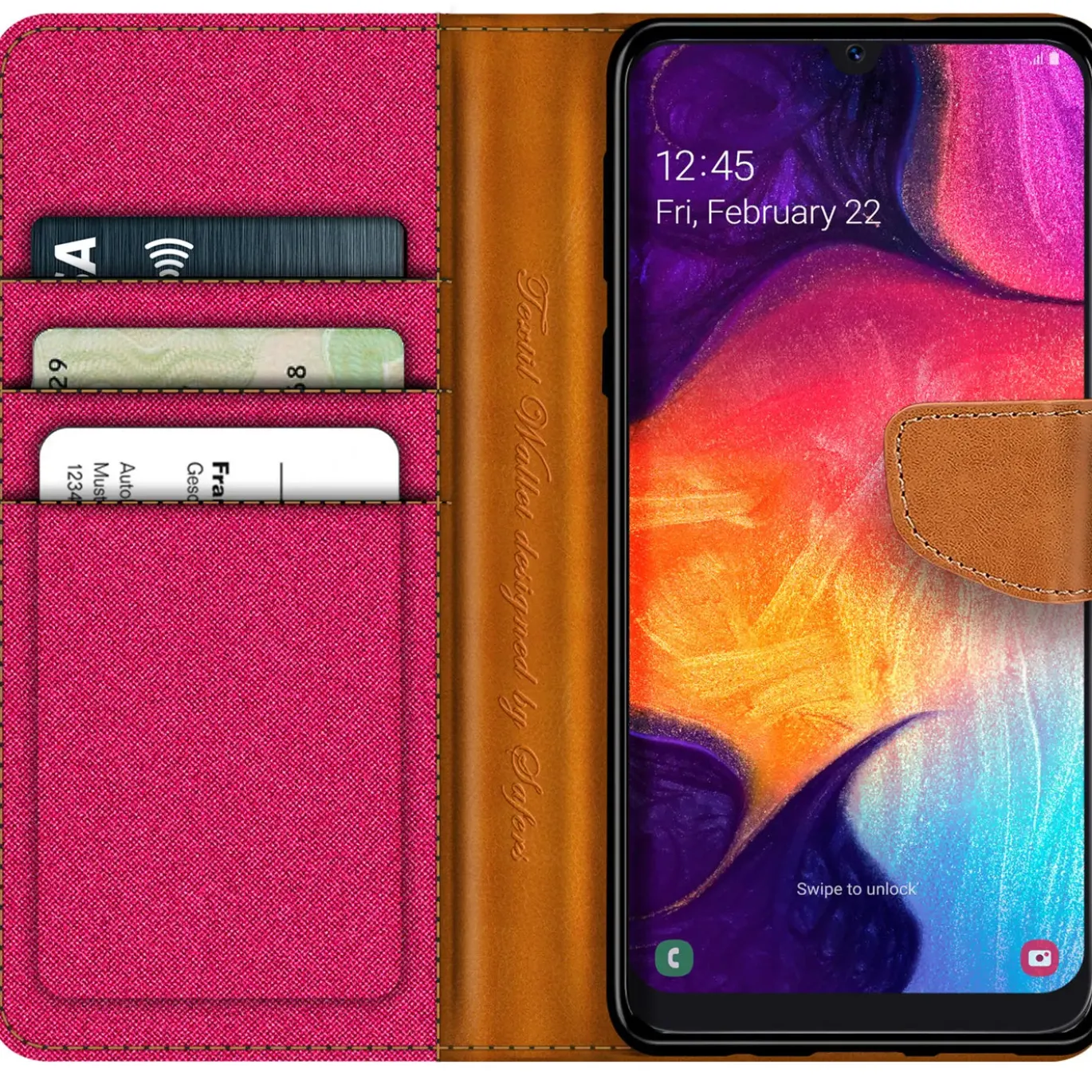 Samsung Galaxy A50 / A30s - Jeanslook Klapphülle mit Kartenfach