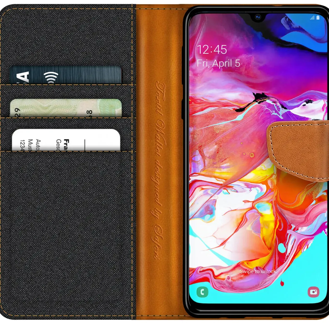 Samsung Galaxy A70 / A70s - Jeanslook Klapphülle mit Kartenfach