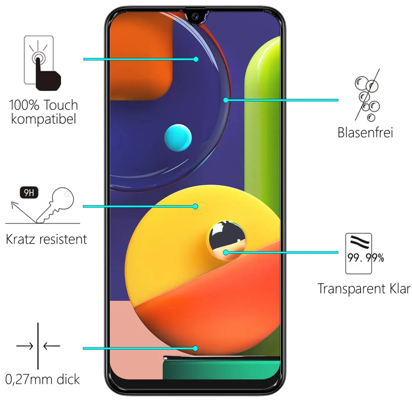 Samsung Galaxy A70 / A70s - 2x 9H Panzer Glasfolie, Displayfolie