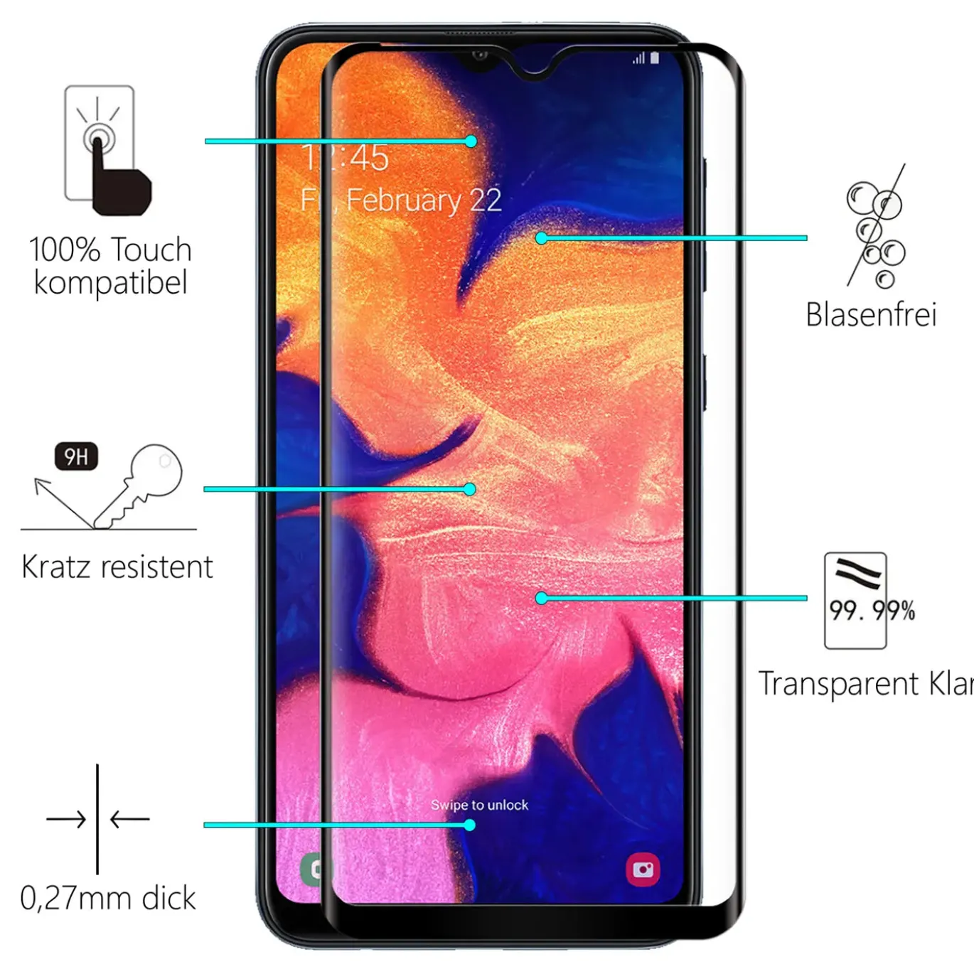 Samsung Galaxy A41 - Fullscreen 9H Panzerglas Displayglas