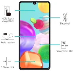Samsung Galaxy A41 - 9H Displayschutzfolie 2x Display & Kamera
