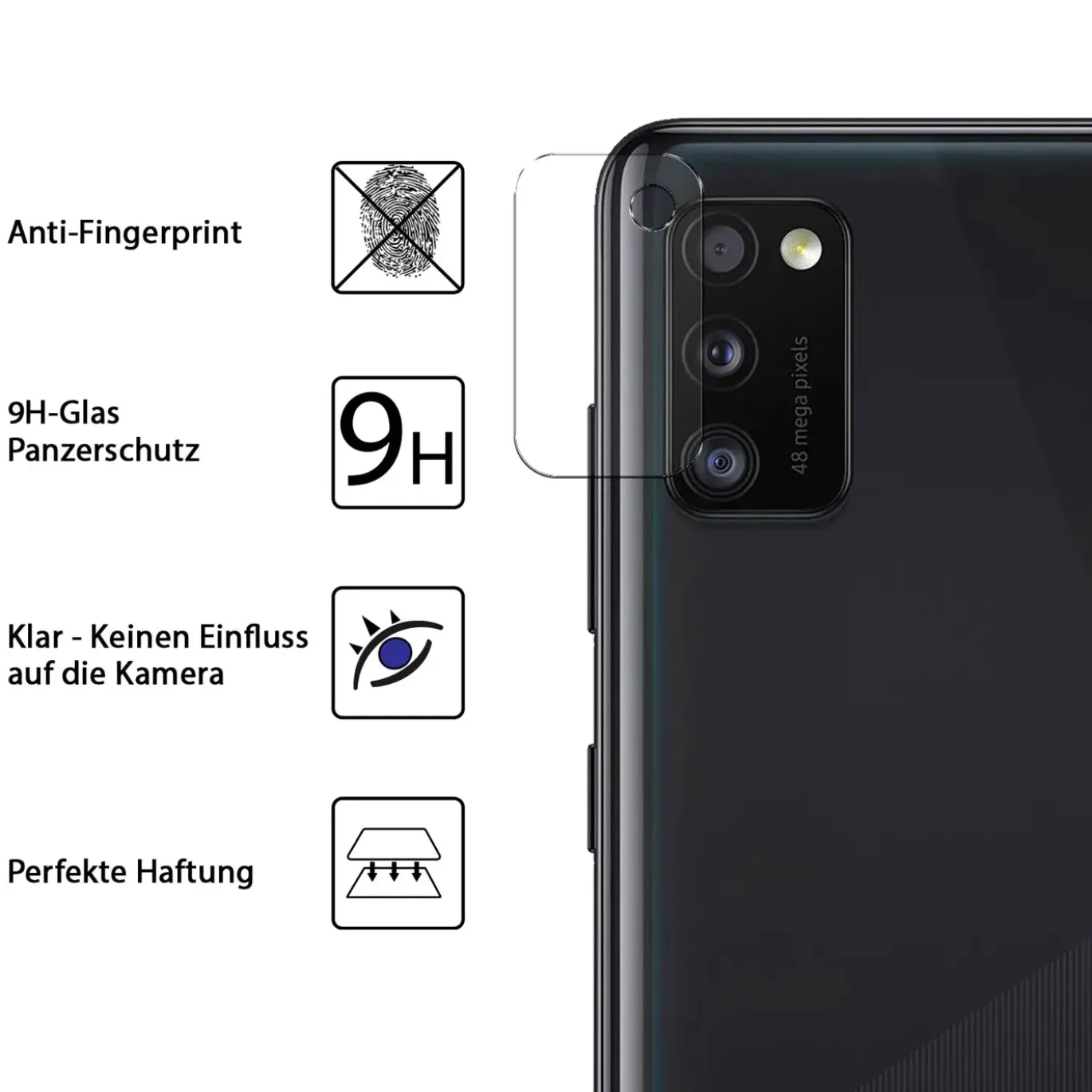 Samsung Galaxy A41 - 9H Displayschutzfolie 2x Display & Kamera