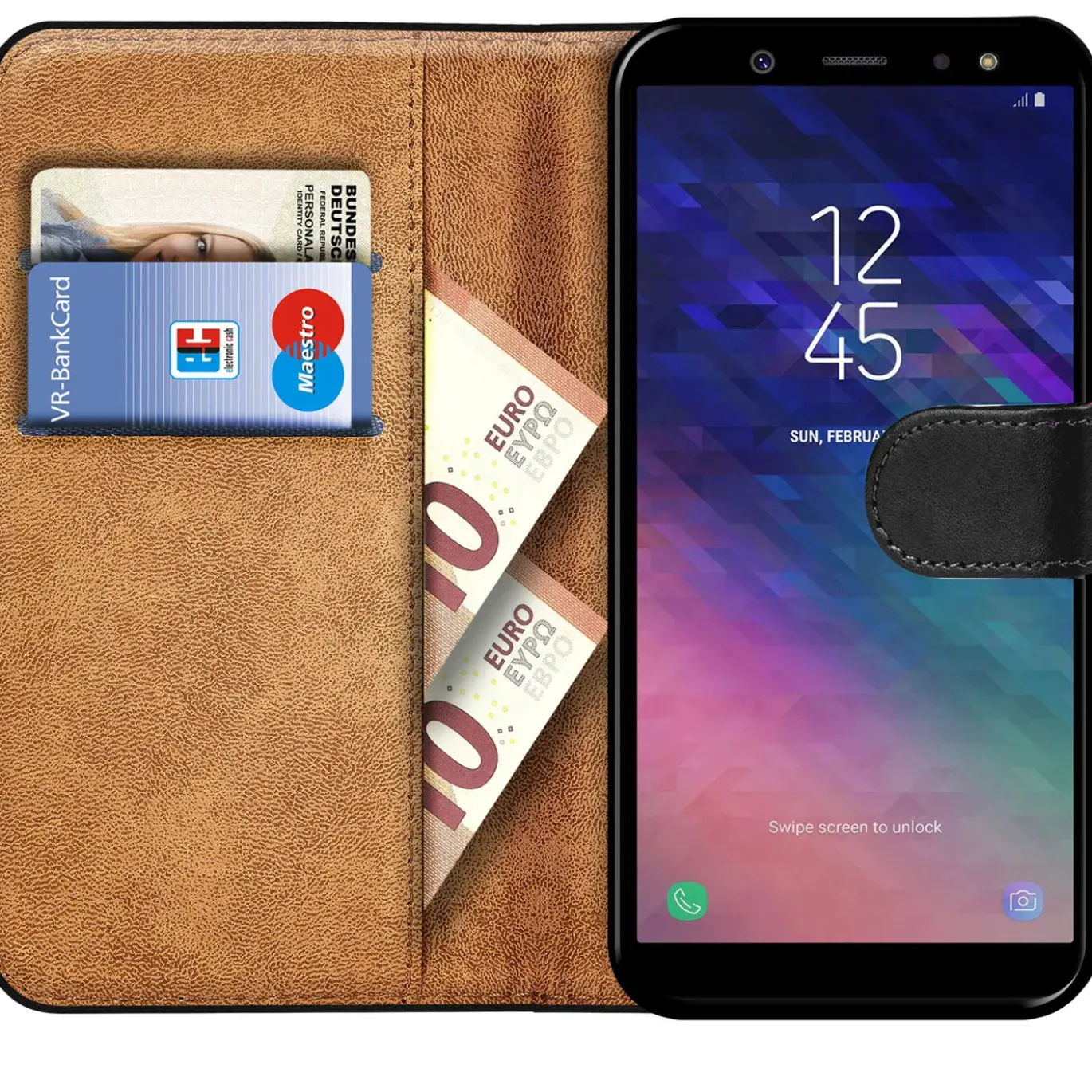 Samsung Galaxy A6 - Klapphülle mit Kartenfächern