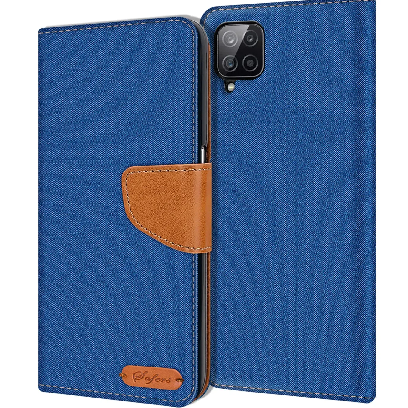 Samsung Galaxy A12 / M12 - Jeanslook Klapphülle mit Kartenfach