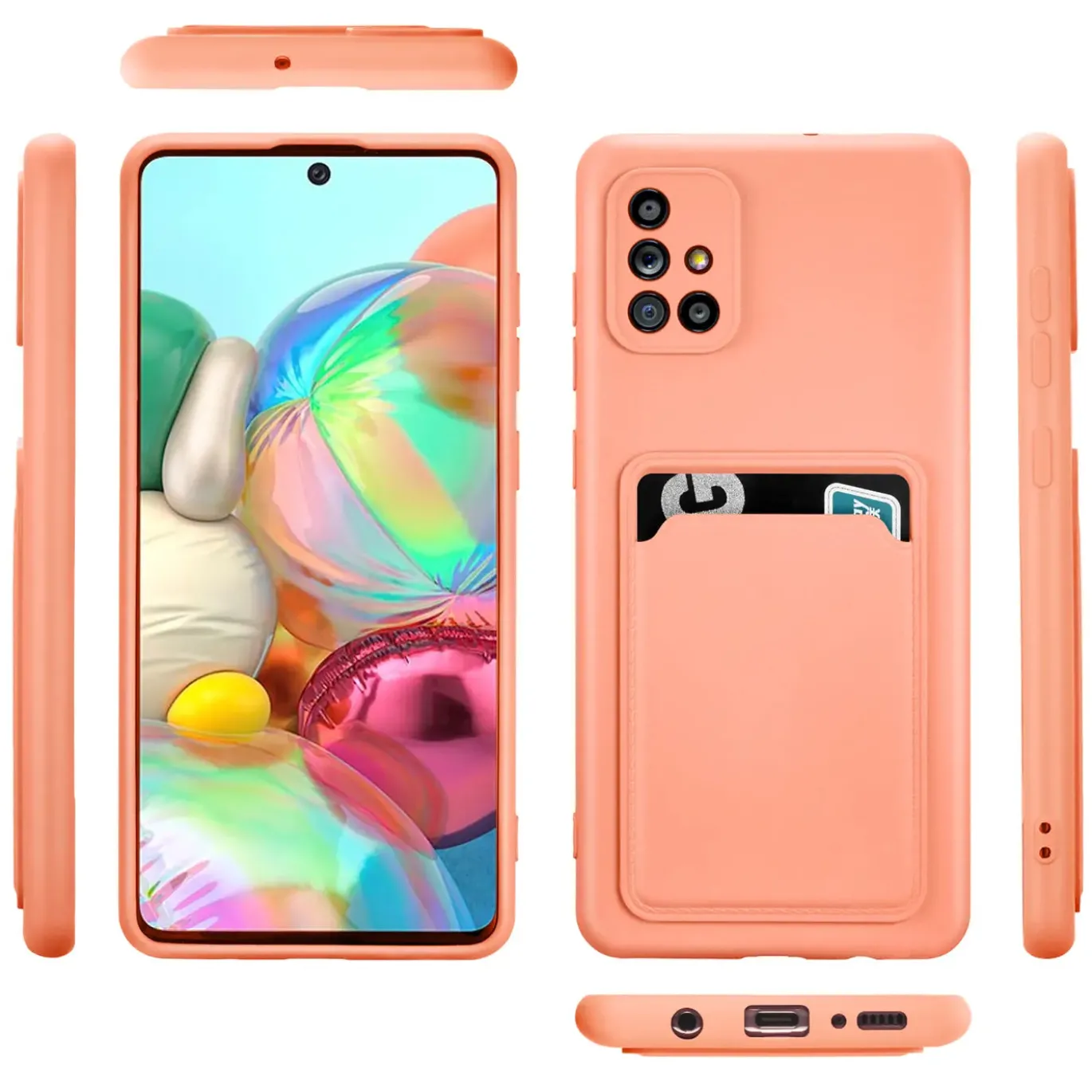 Samsung Galaxy A51 - Silikonhülle mit Kartenfach & Kameraschutz