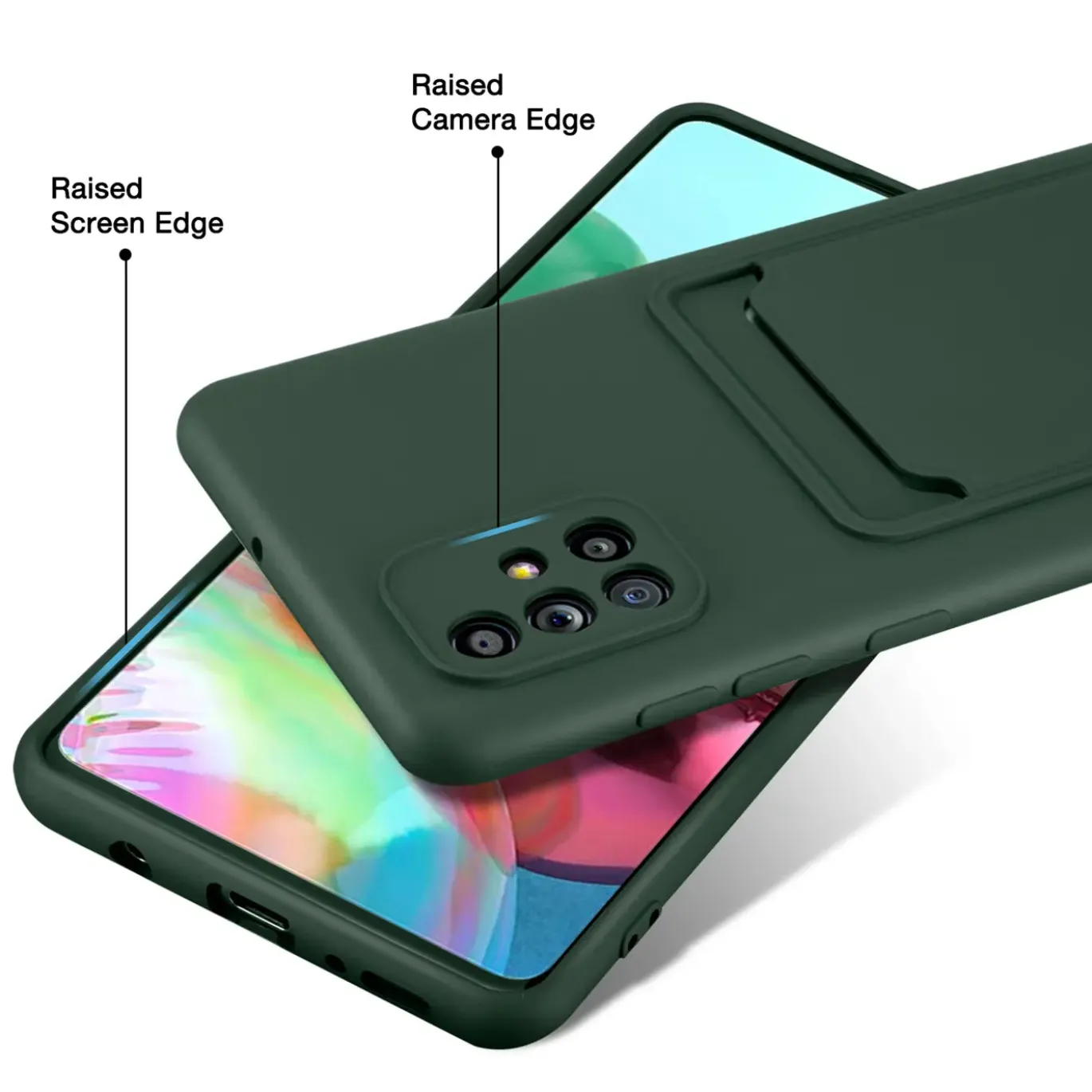 Samsung Galaxy A51 - Silikonhülle mit Kartenfach & Kameraschutz