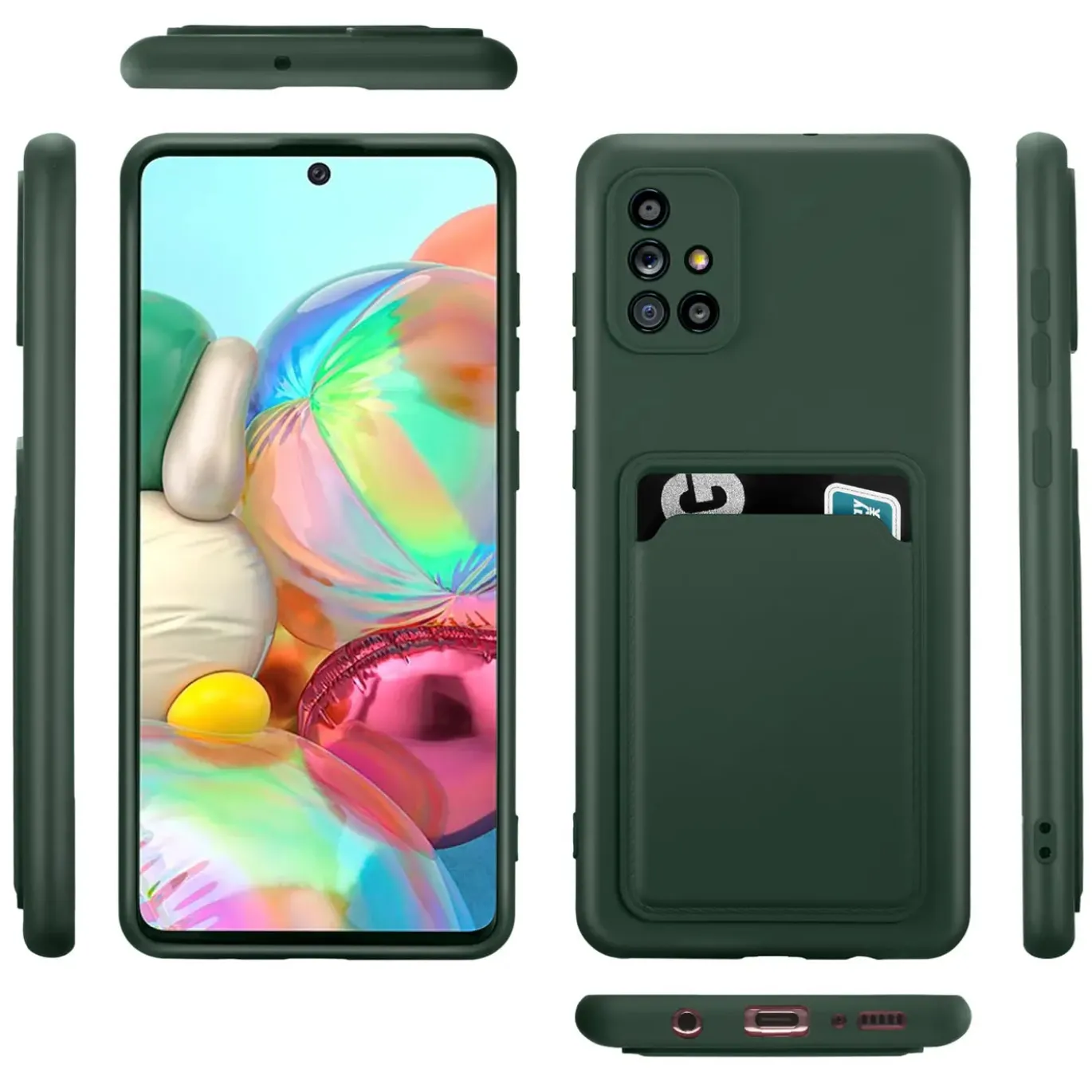 Samsung Galaxy A51 - Silikonhülle mit Kartenfach & Kameraschutz