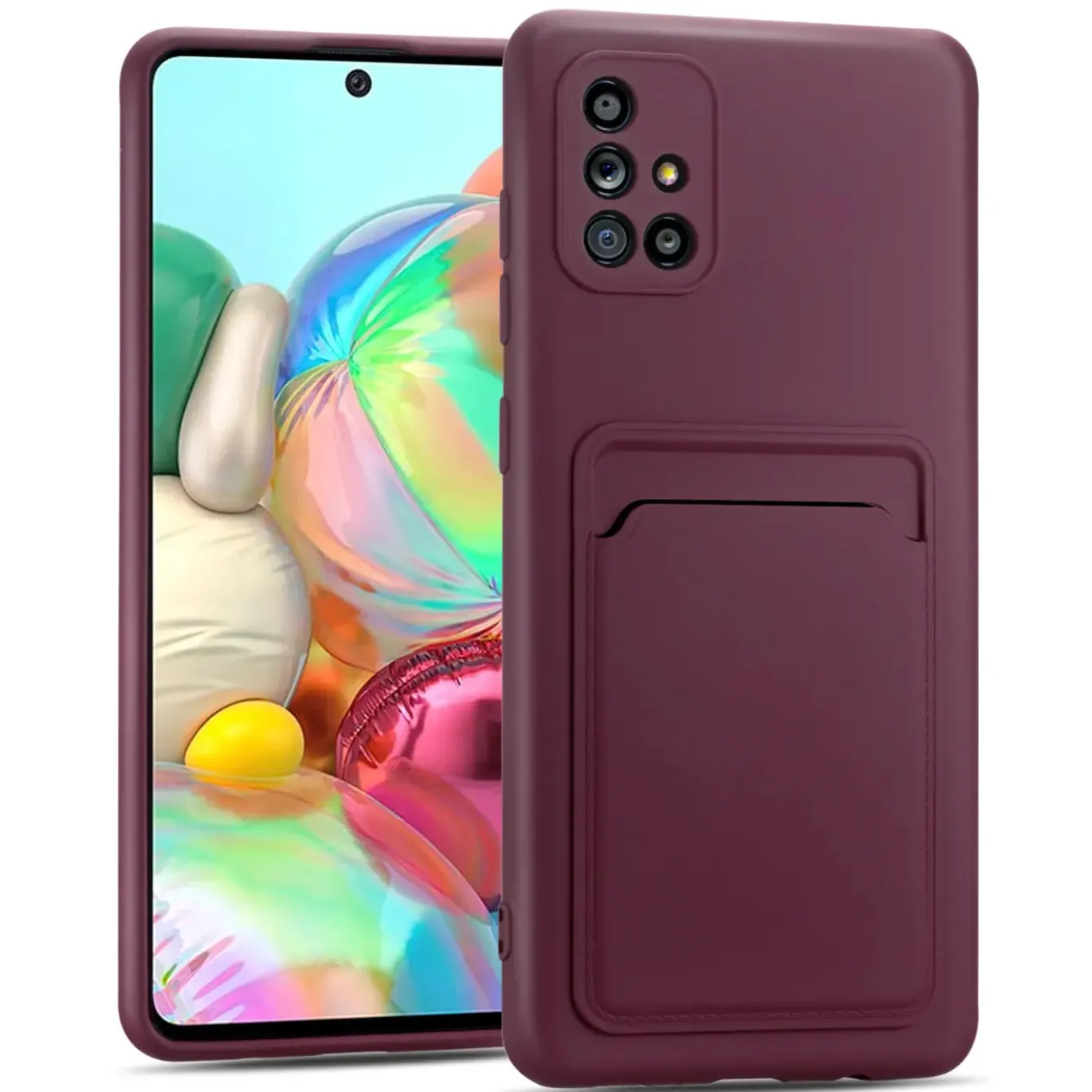 Samsung Galaxy A51 - Silikonhülle mit Kartenfach & Kameraschutz