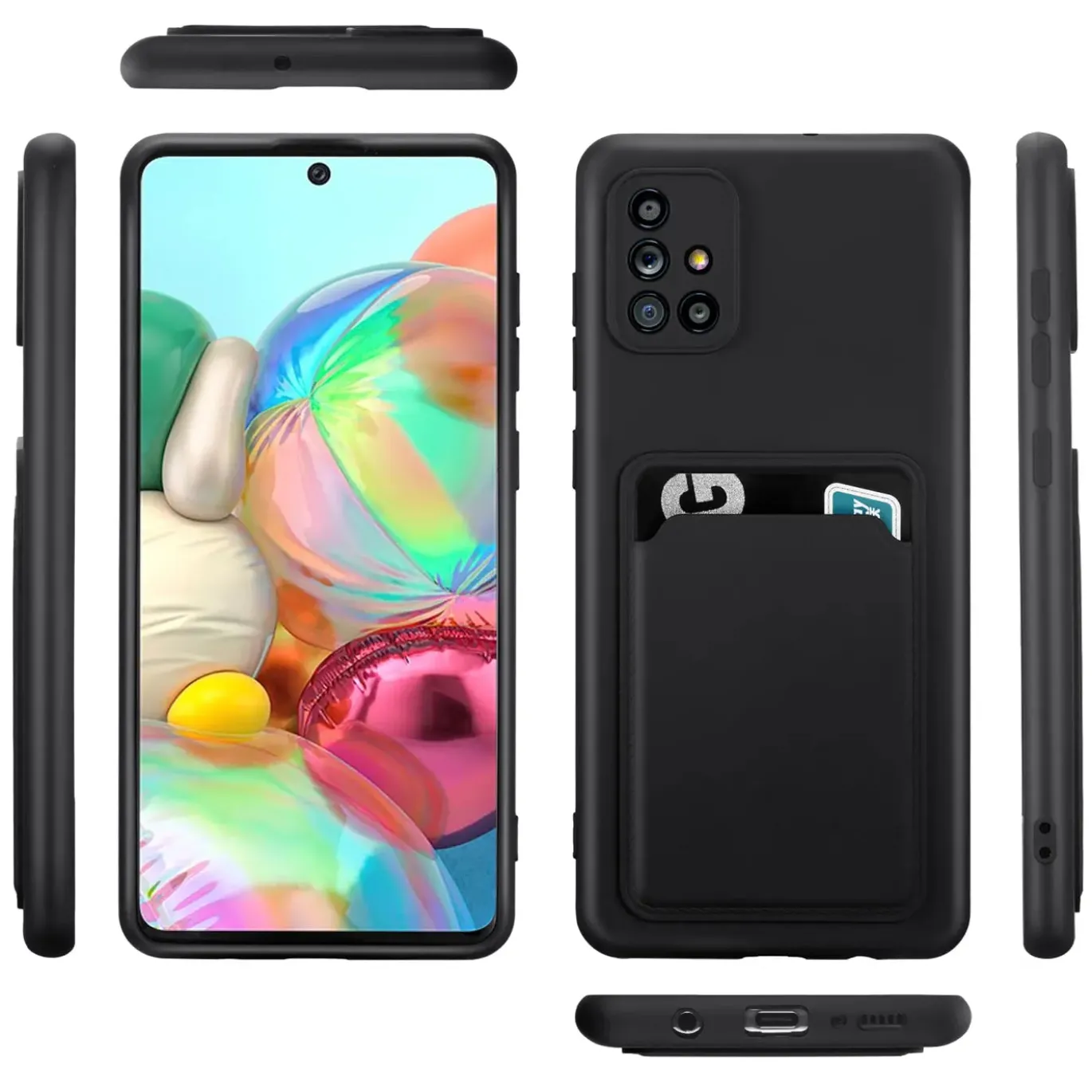 Samsung Galaxy A51 - Silikonhülle mit Kartenfach & Kameraschutz