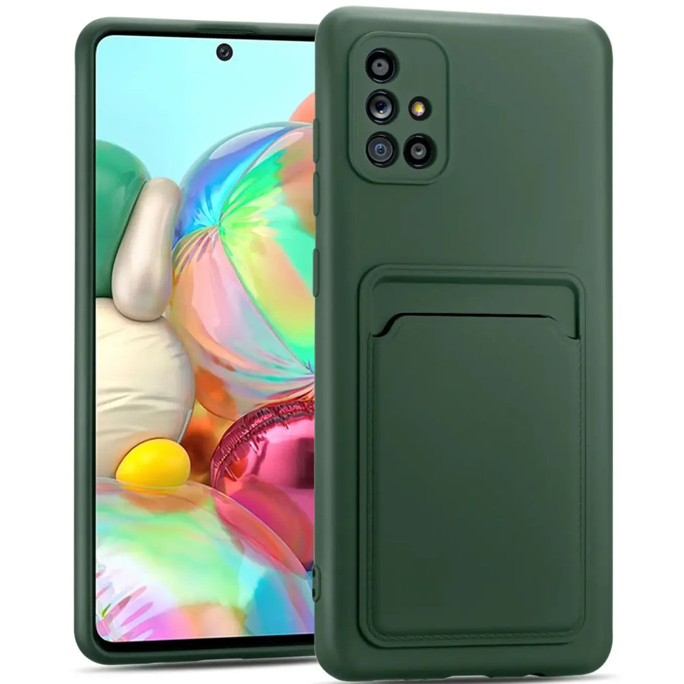 Samsung Galaxy A51 - Silikonhülle mit Kartenfach & Kameraschutz