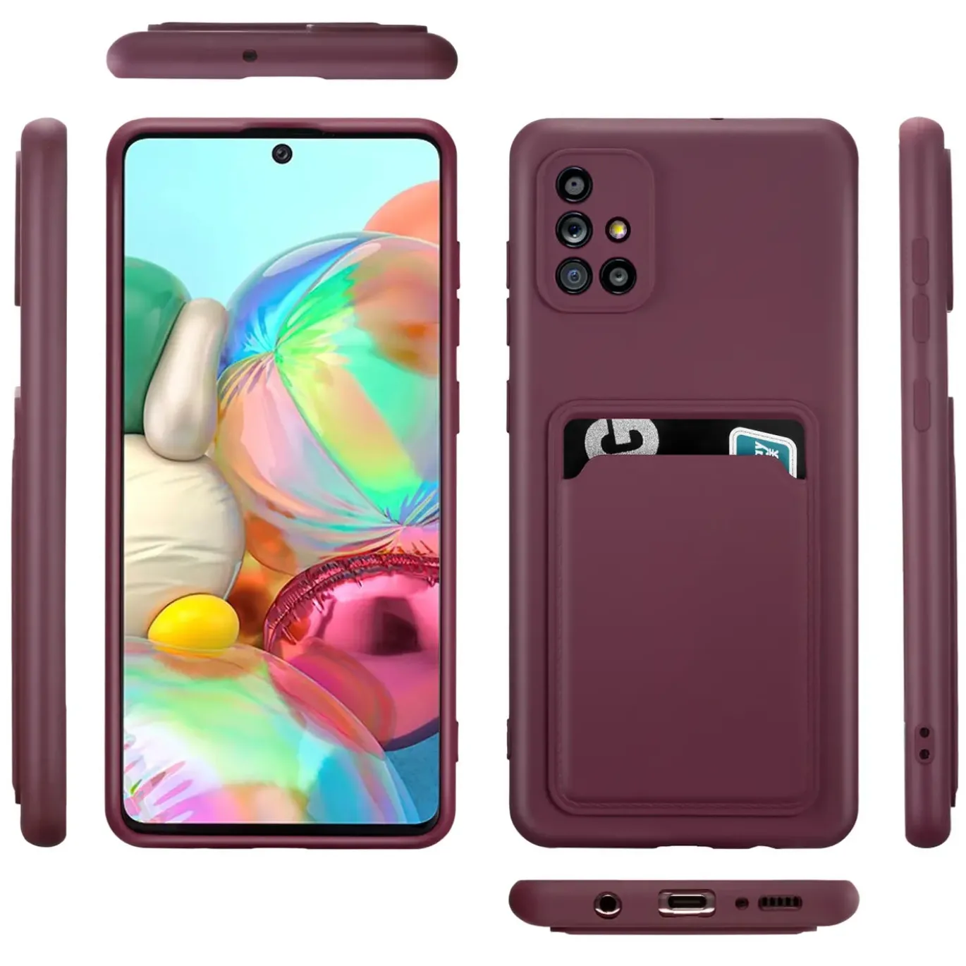 Samsung Galaxy A51 - Silikonhülle mit Kartenfach & Kameraschutz