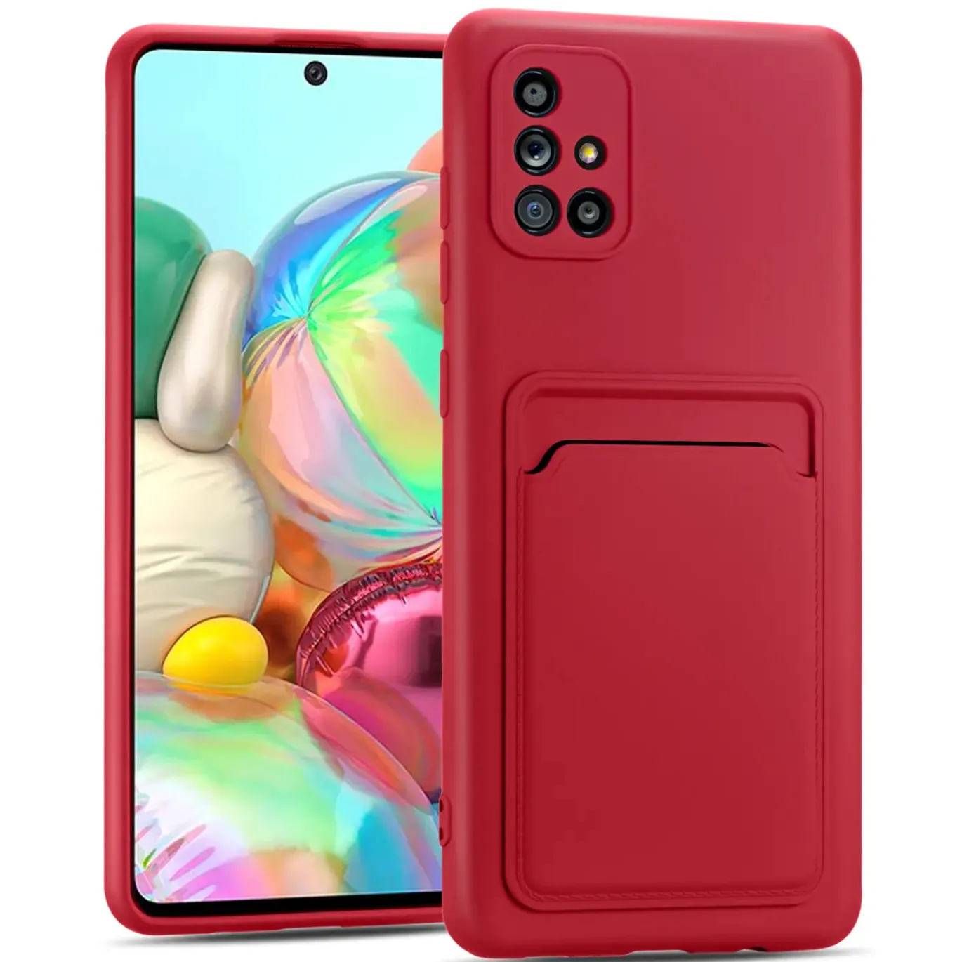 Samsung Galaxy A51 - Silikonhülle mit Kartenfach & Kameraschutz