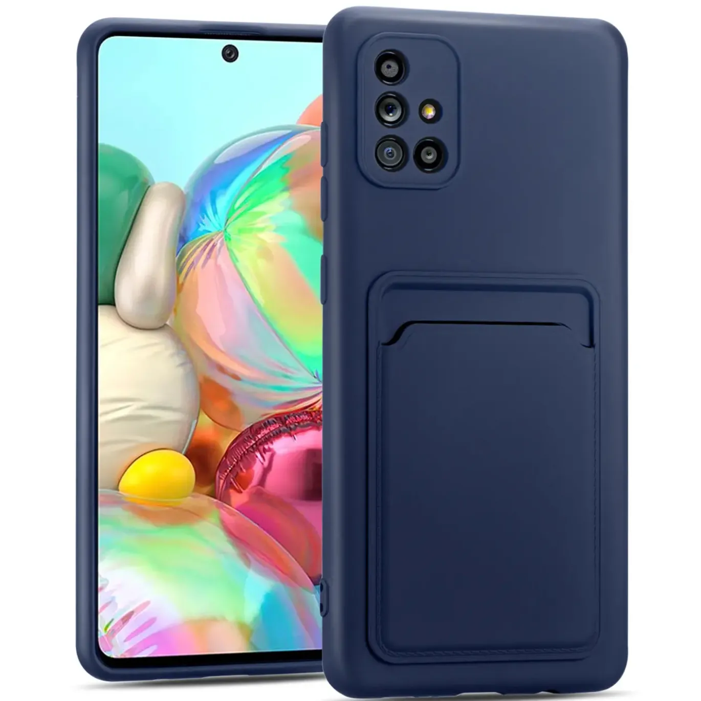 Samsung Galaxy A51 - Silikonhülle mit Kartenfach & Kameraschutz