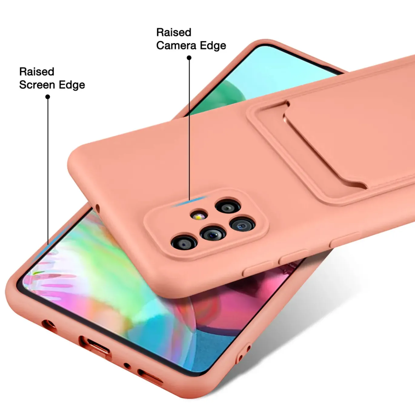 Samsung Galaxy A51 - Silikonhülle mit Kartenfach & Kameraschutz