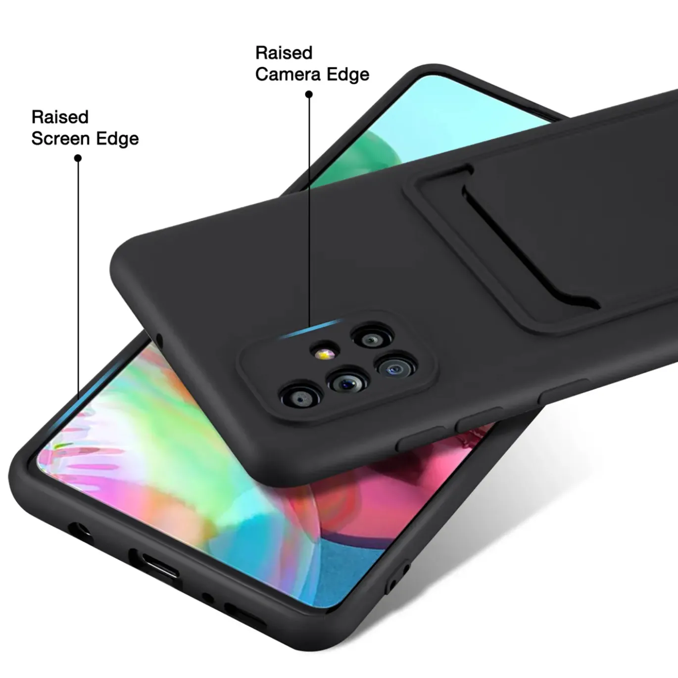 Samsung Galaxy A51 - Silikonhülle mit Kartenfach & Kameraschutz
