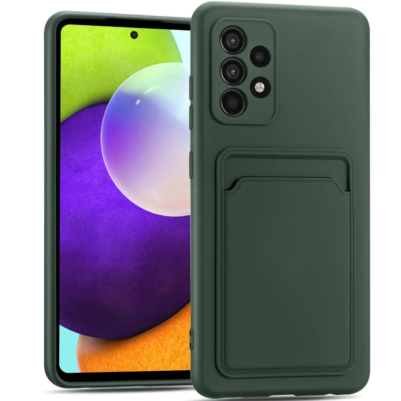 Samsung Galaxy A72 - Silikonhülle mit Kartenfach & Kameraschutz
