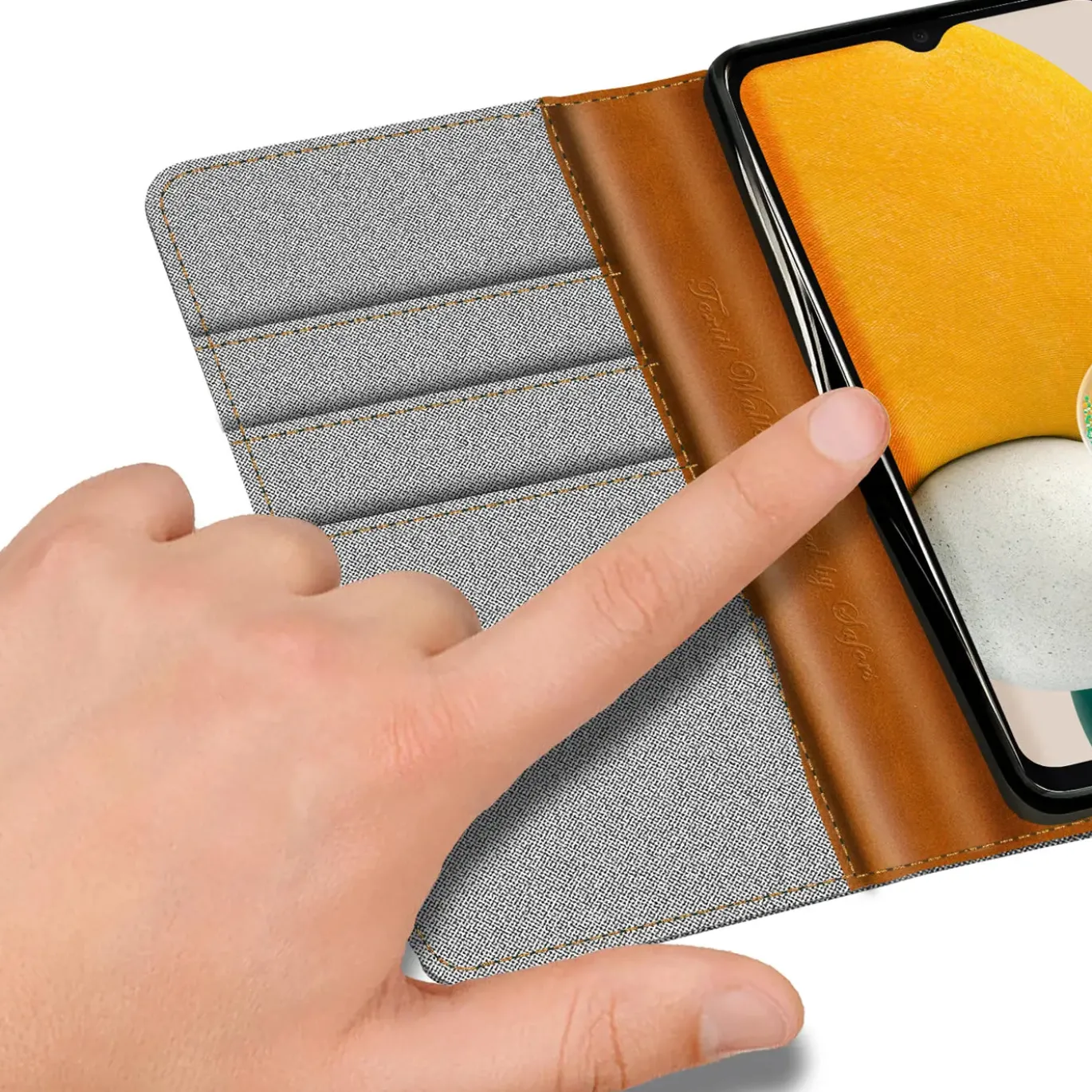 Samsung Galaxy A13 5G / A04s - Jeanslook Klapphülle mit Kartenfach