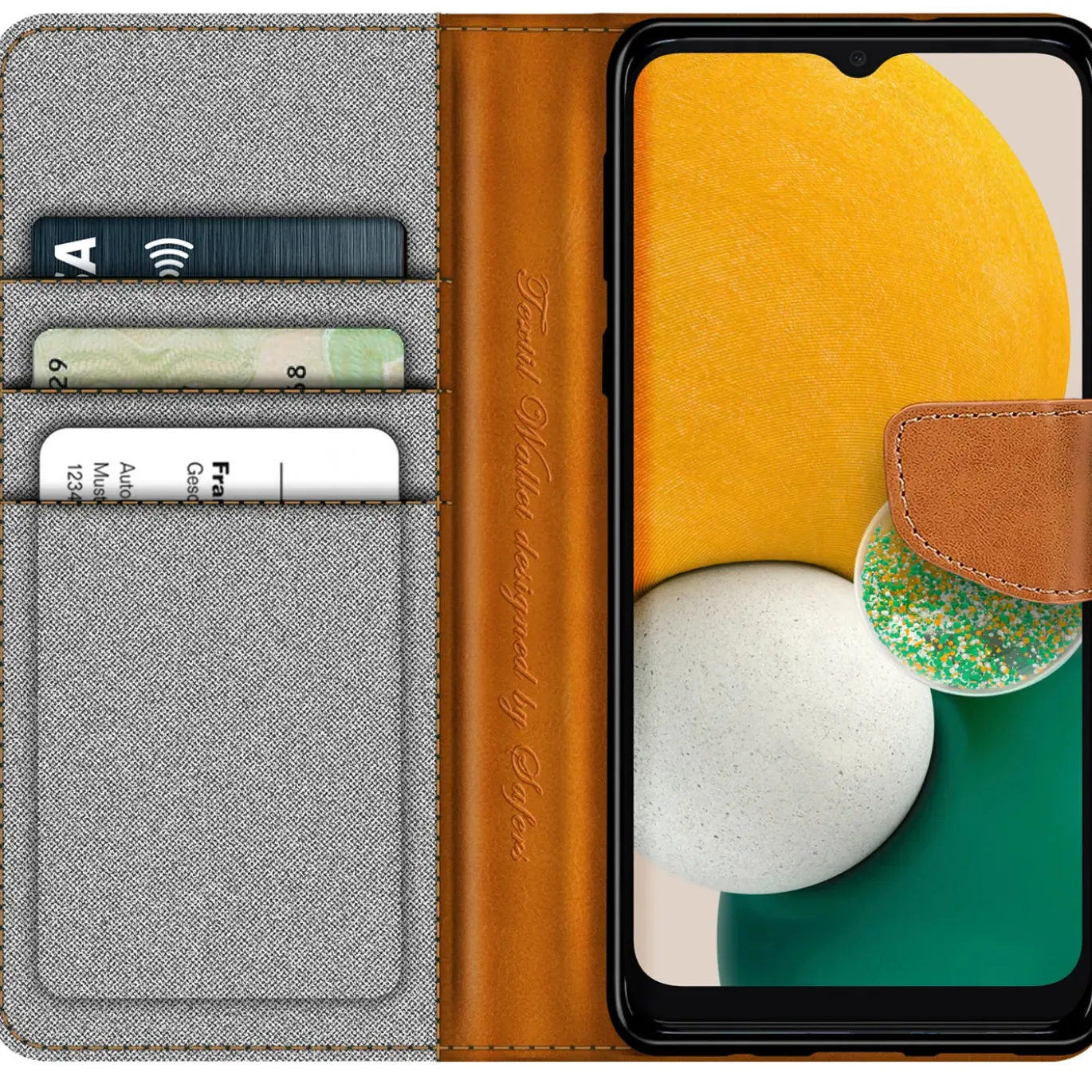 Samsung Galaxy A13 5G / A04s - Jeanslook Klapphülle mit Kartenfach