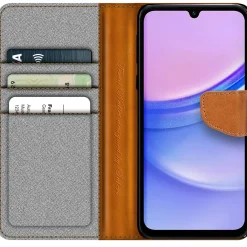 Samsung Galaxy A15 4G / 5G - Jeanslook Klapphülle mit Kartenfach