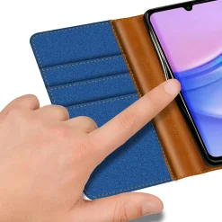 Samsung Galaxy A15 4G / 5G - Jeanslook Klapphülle mit Kartenfach