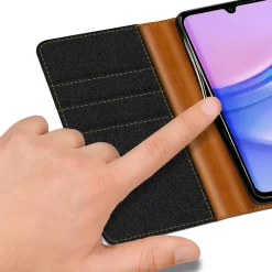 Samsung Galaxy A15 4G / 5G - Jeanslook Klapphülle mit Kartenfach