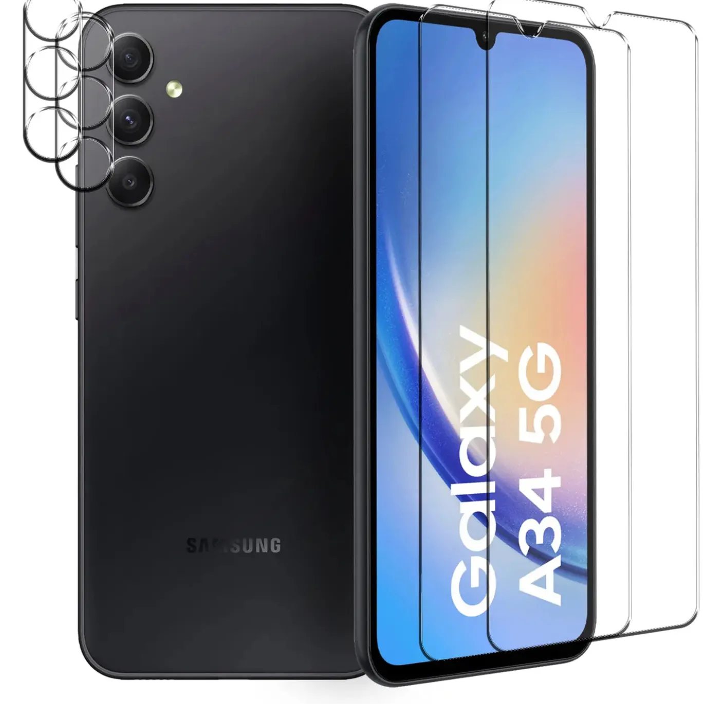 Samsung Galaxy A34 5G - 9H Displayschutzfolie 2x Display & Kamera