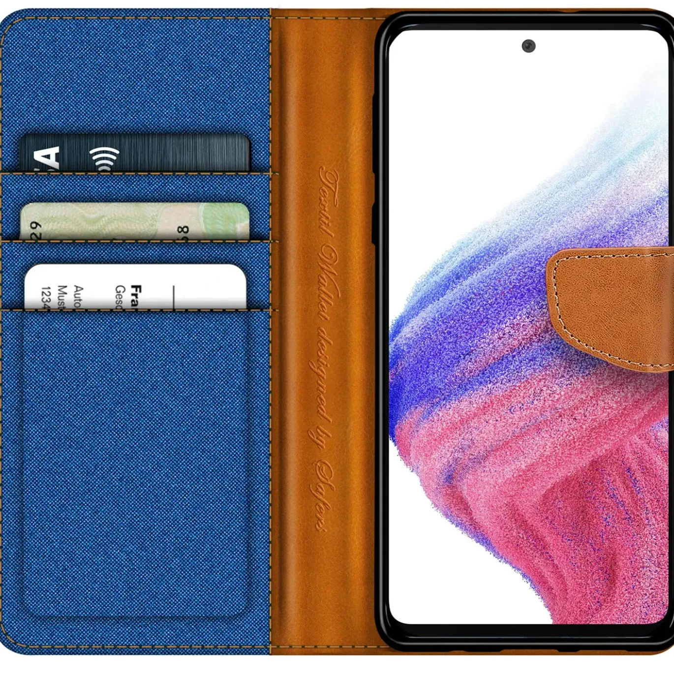 Samsung Galaxy A53 5G - Jeanslook Klapphülle mit Kartenfach