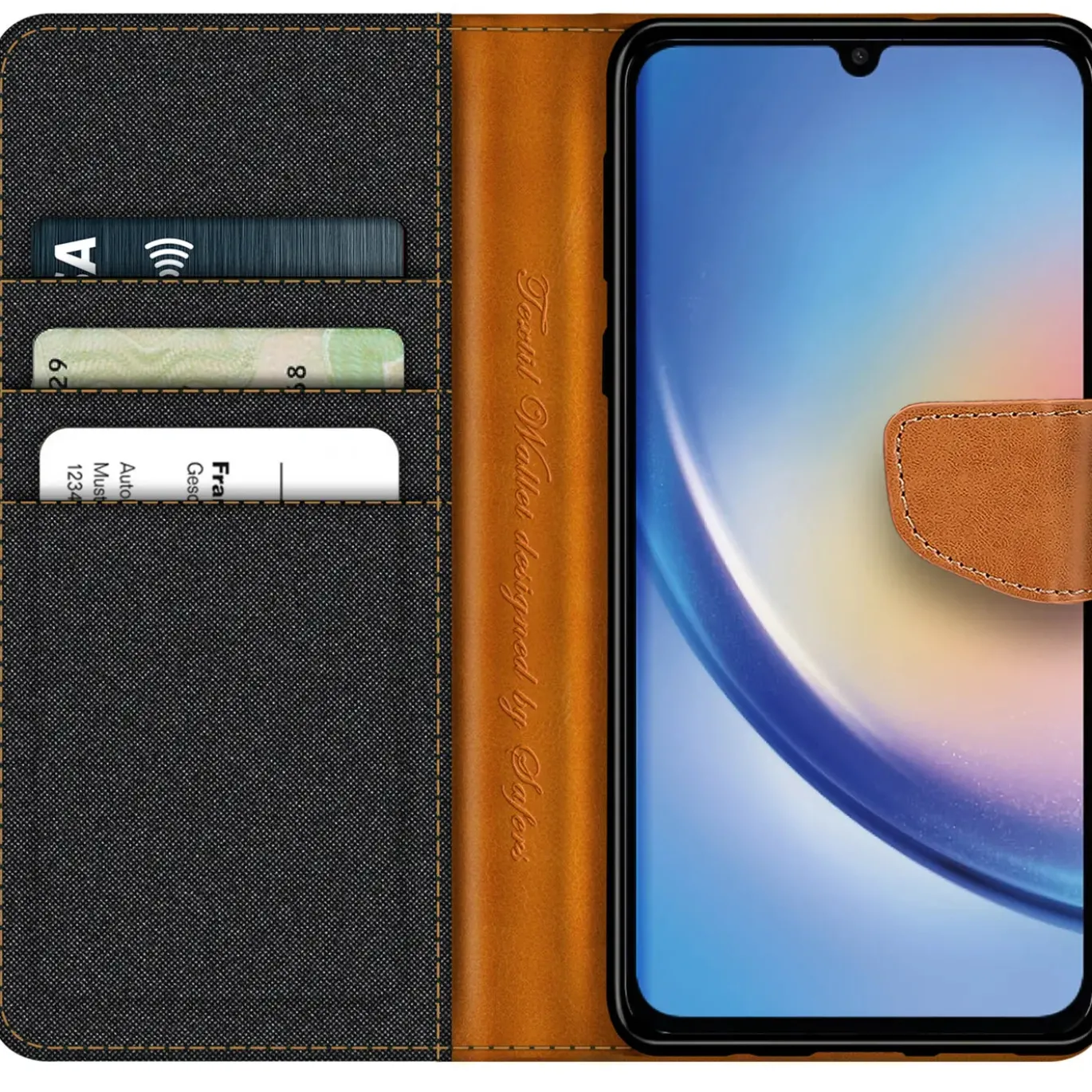 Samsung Galaxy A54 5G - Jeanslook Klapphülle mit Kartenfach
