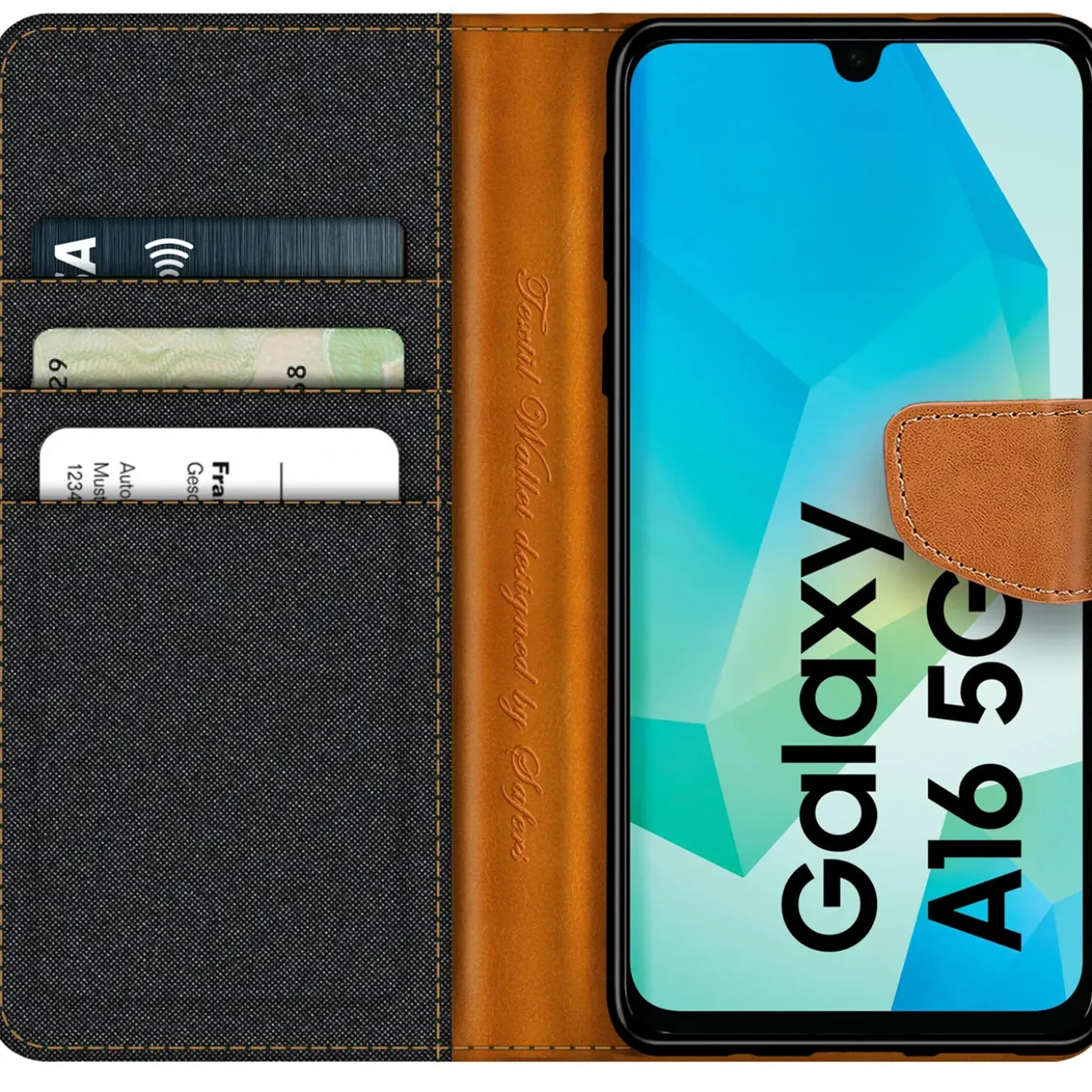 Samsung Galaxy A16 5G - Jeanslook Klapphülle mit Kartenfach