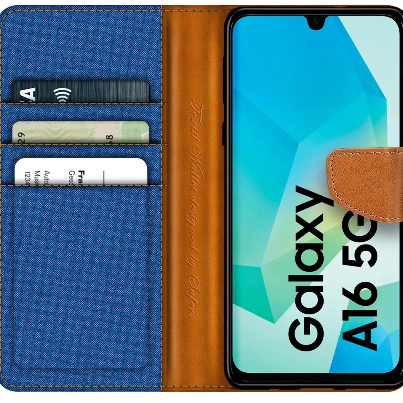 Samsung Galaxy A16 5G - Jeanslook Klapphülle mit Kartenfach