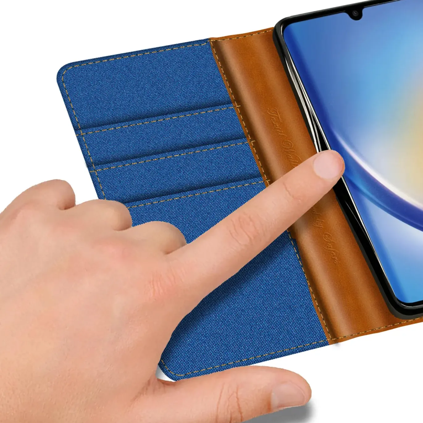 Samsung Galaxy A34 5G - Jeanslook Klapphülle mit Kartenfach