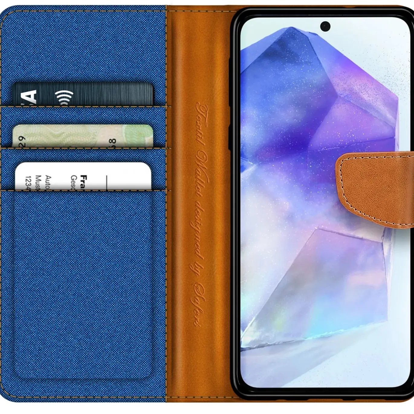 Samsung Galaxy A55 5G - Jeanslook Klapphülle mit Kartenfach