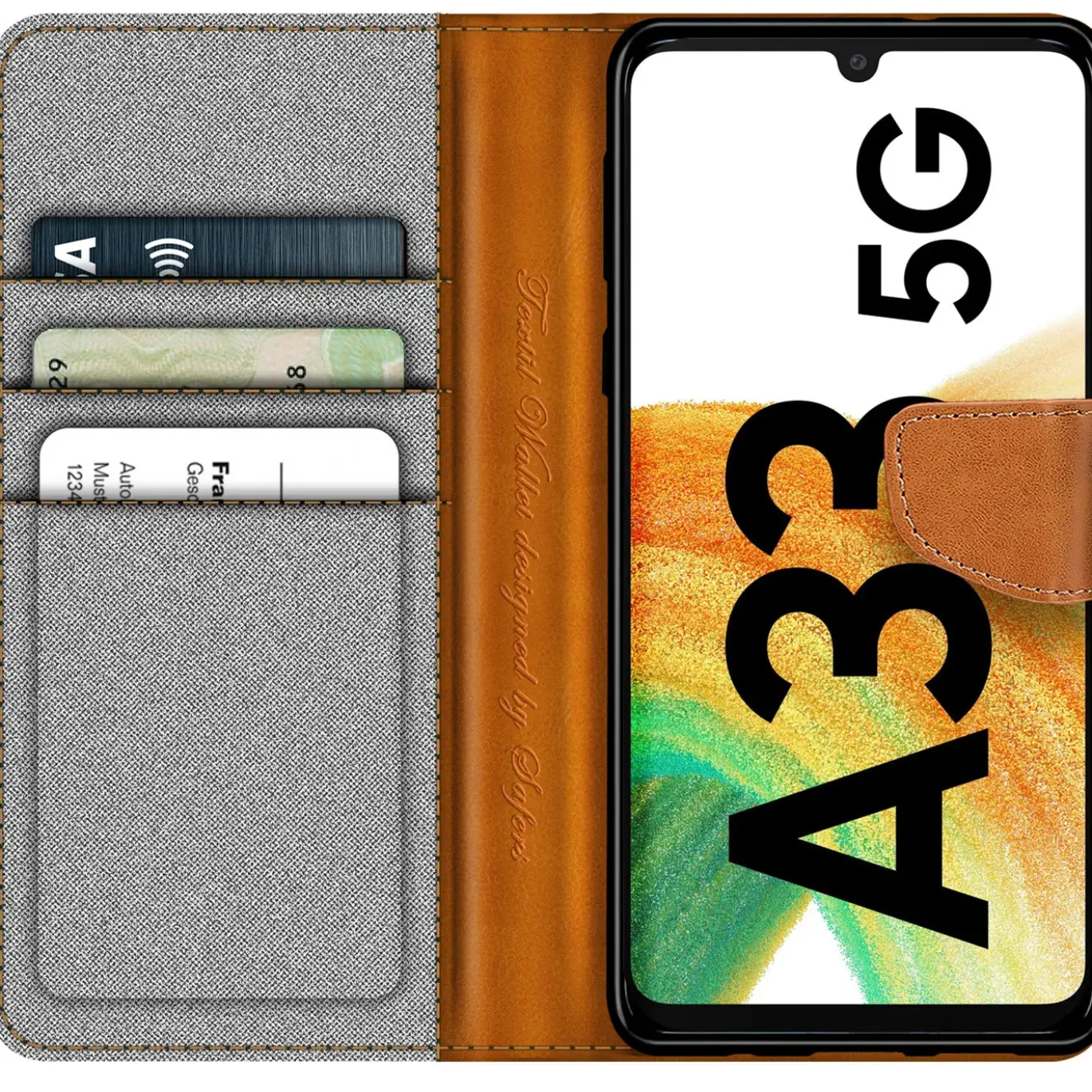 Samsung Galaxy A33 5G - Jeanslook Klapphülle mit Kartenfach