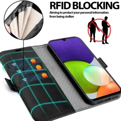Samsung Galaxy A22 4G / M32 / M22 - Robuste Klapphülle mit RFID Block
