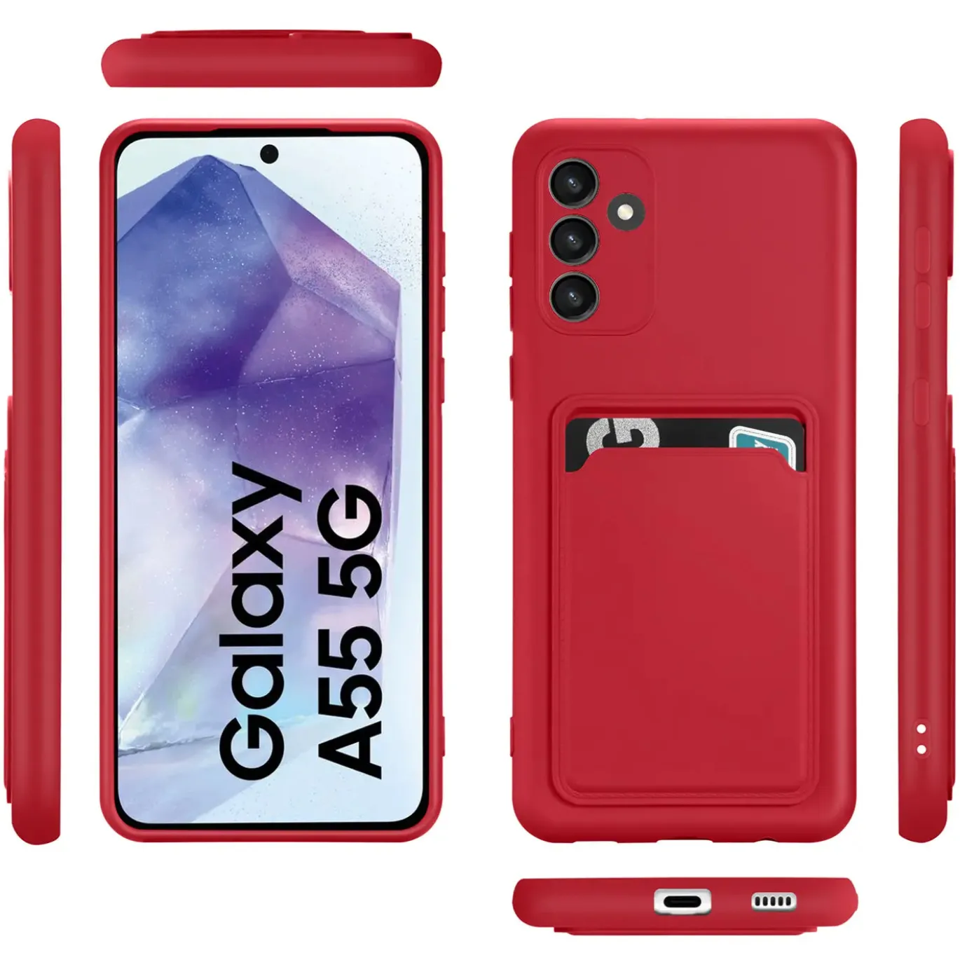 Samsung Galaxy A55 5G - Silikonhülle mit Kartenfach & Kameraschutz