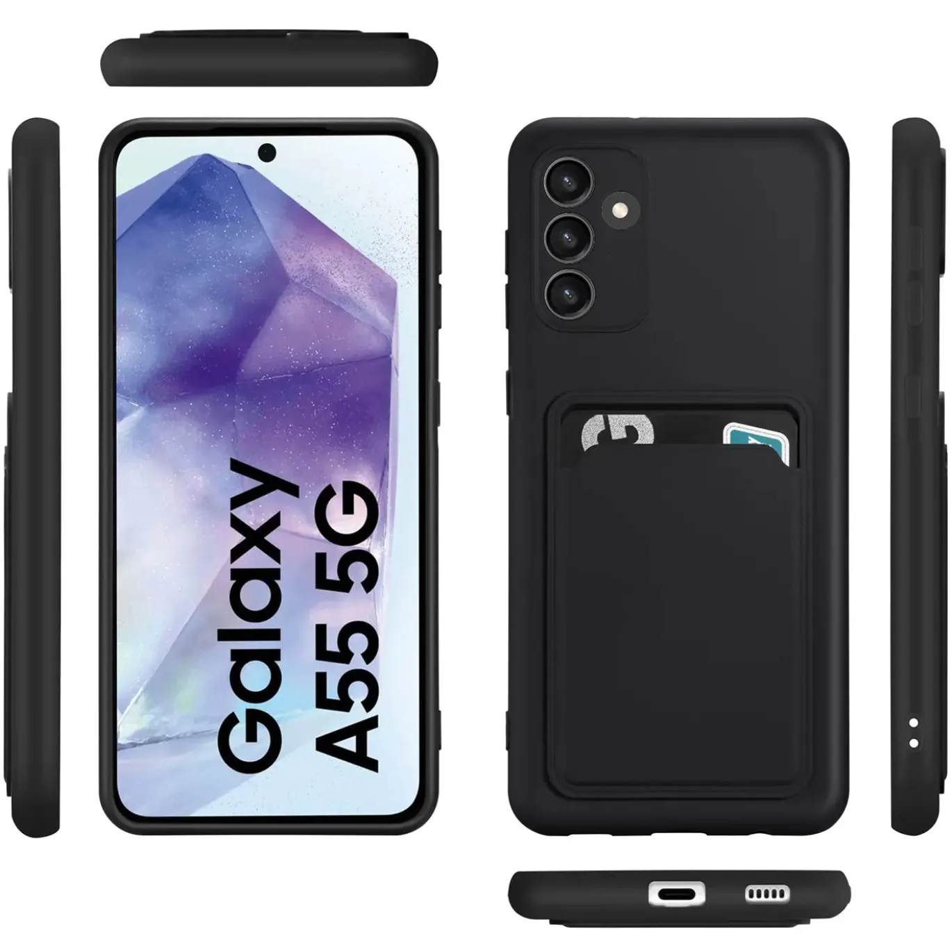 Samsung Galaxy A55 5G - Silikonhülle mit Kartenfach & Kameraschutz