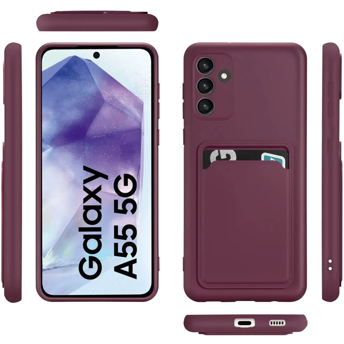 Samsung Galaxy A55 5G - Silikonhülle mit Kartenfach & Kameraschutz