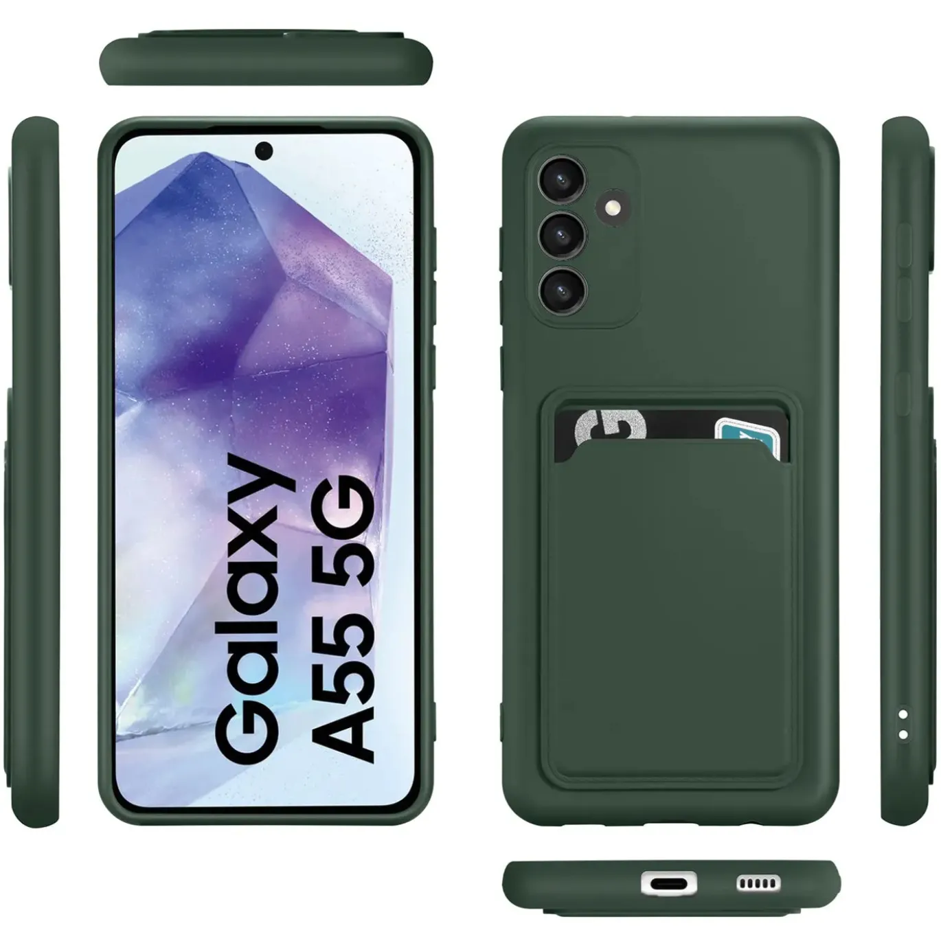 Samsung Galaxy A55 5G - Silikonhülle mit Kartenfach & Kameraschutz