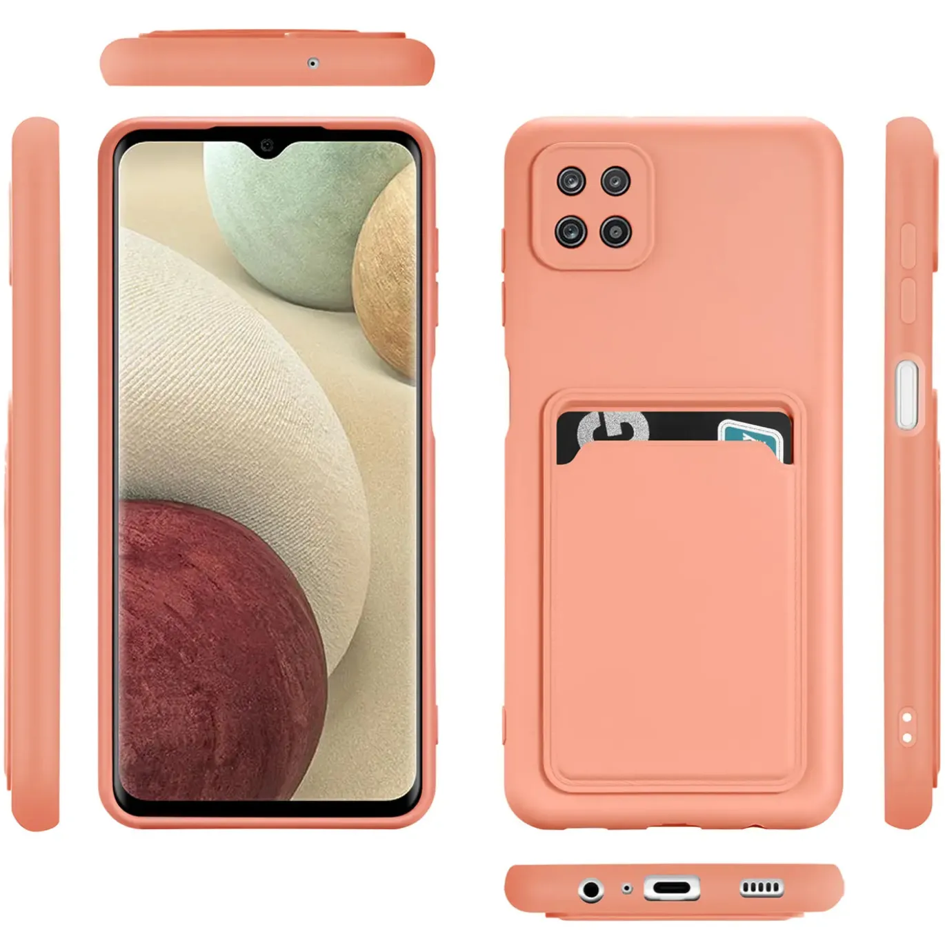 Samsung Galaxy A22 5G - Silikonhülle mit Kartenfach & Kameraschutz