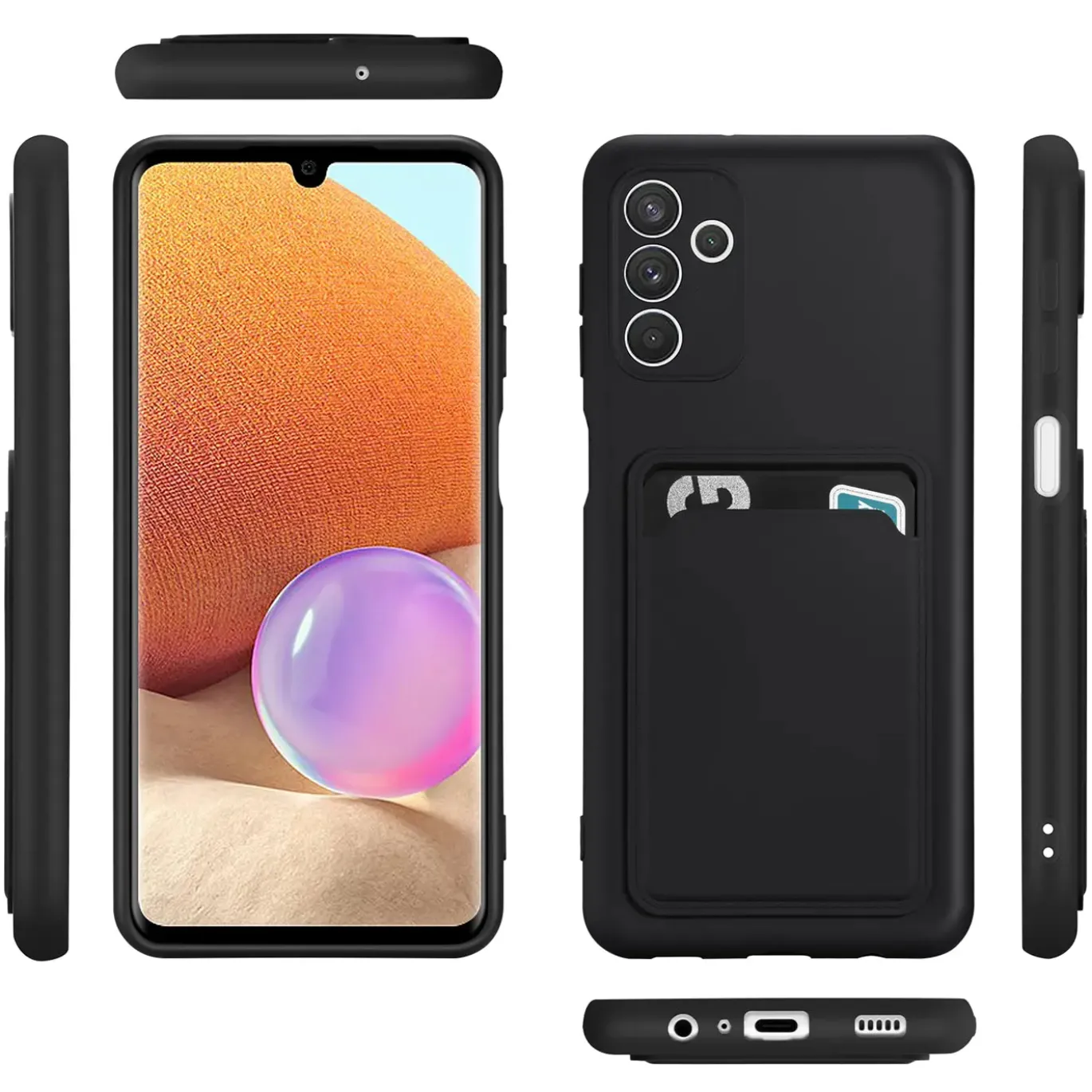 Samsung Galaxy A54 5G - Silikonhülle mit Kartenfach & Kameraschutz