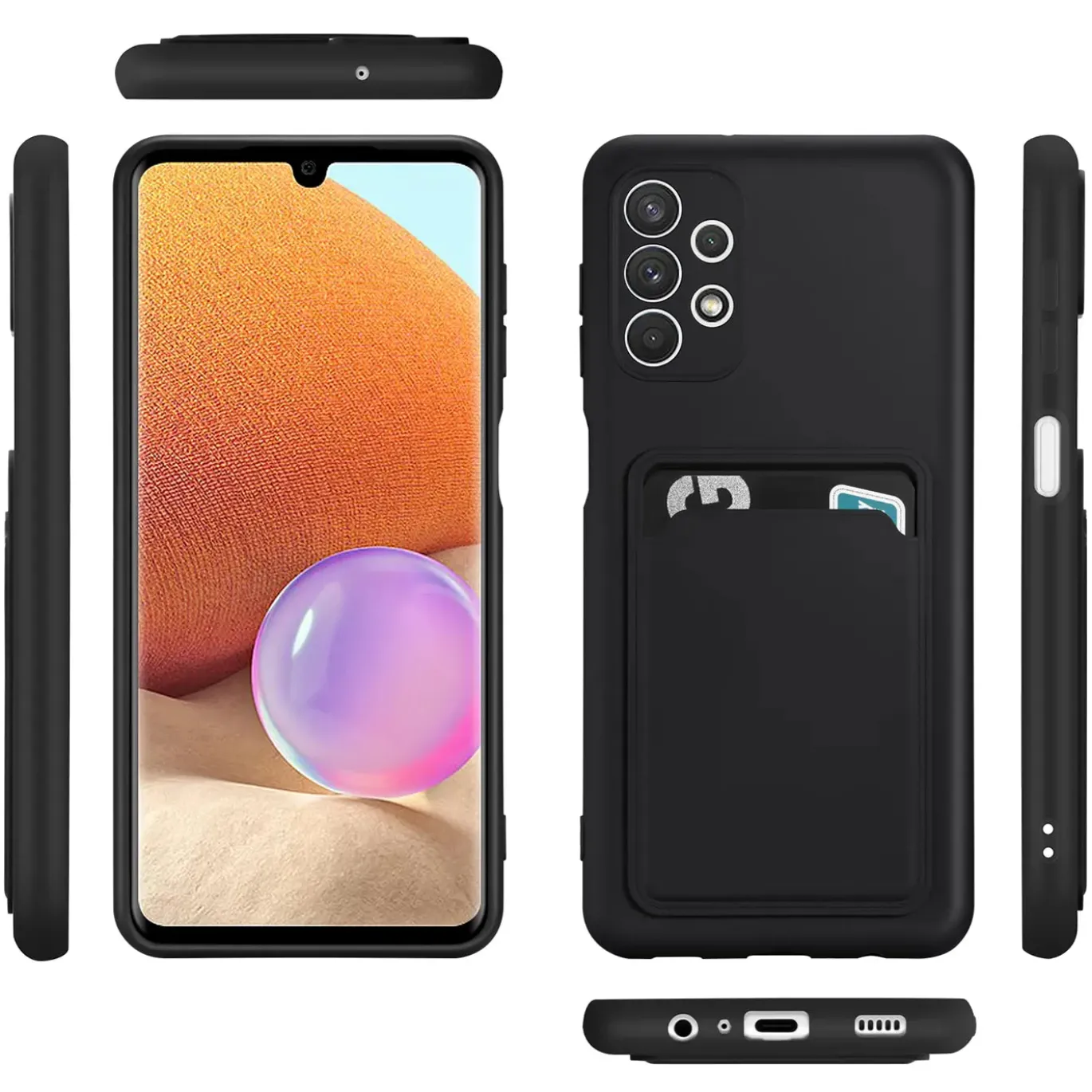 Samsung Galaxy A13 4G - Silikonhülle mit Kartenfach & Kameraschutz