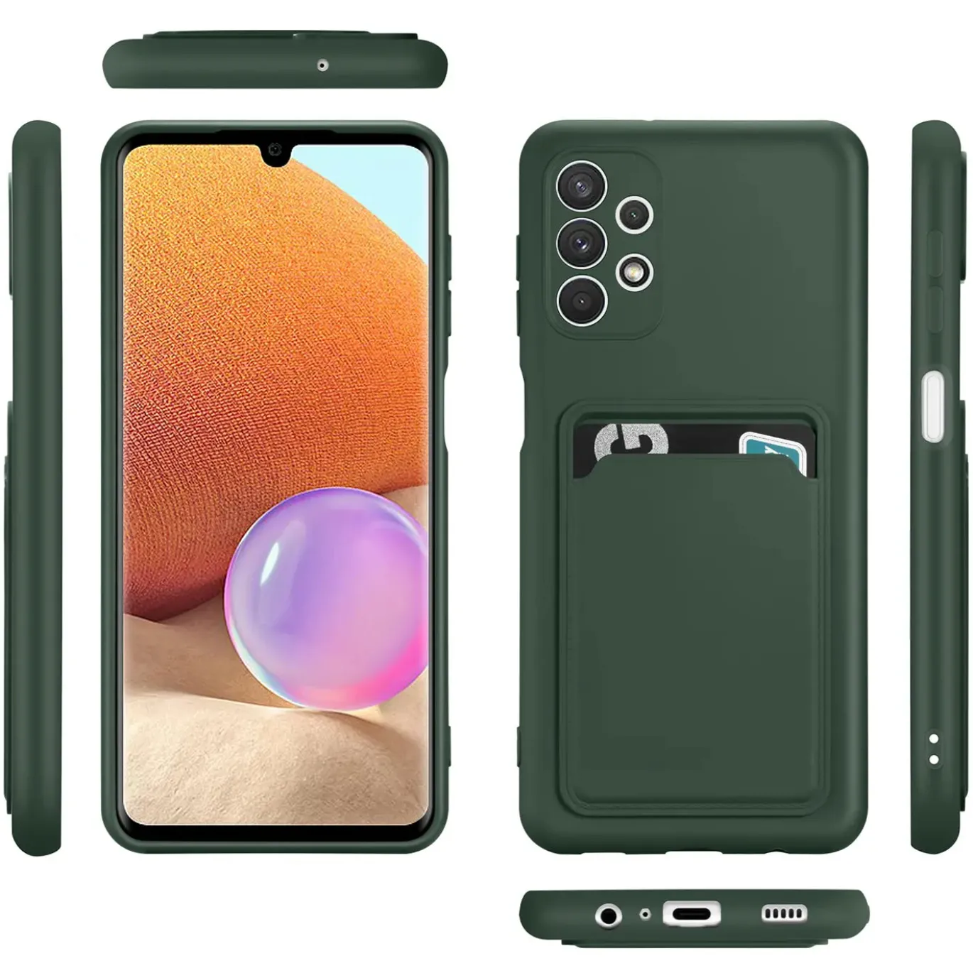 Samsung Galaxy A13 4G - Silikonhülle mit Kartenfach & Kameraschutz