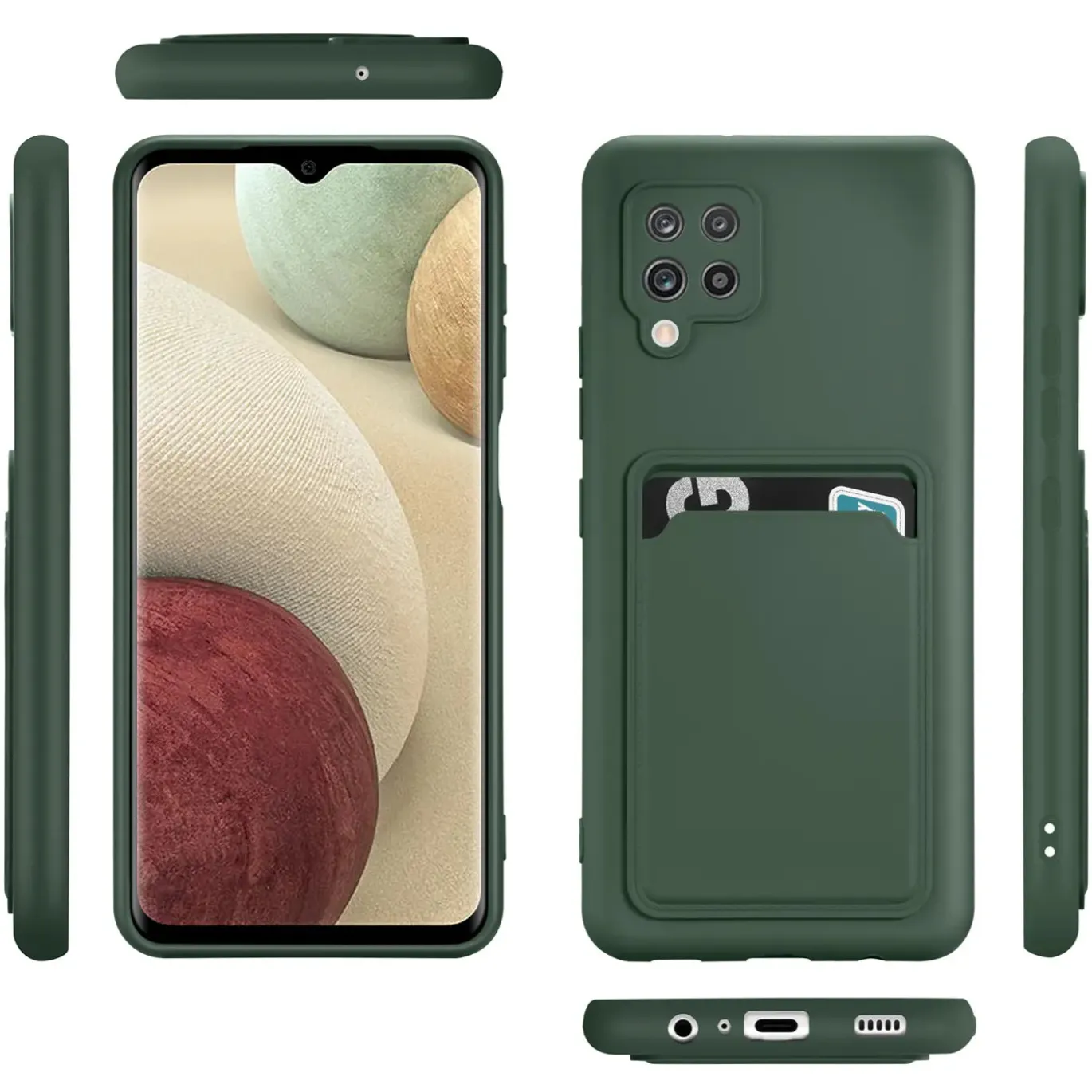 Samsung Galaxy A42 5G - Silikonhülle mit Kartenfach & Kameraschutz