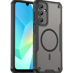 Samsung Galaxy A26 5G - Stoßfestes MagSafe Case in Schwarz mit halbtransparenter Rückseite