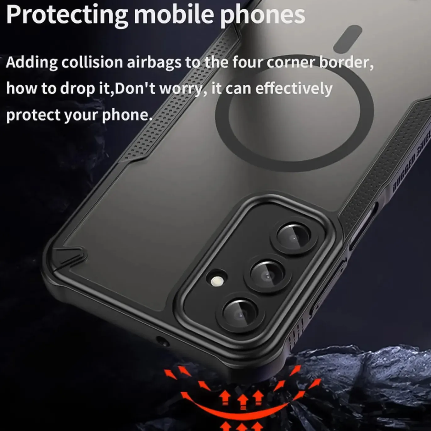Samsung Galaxy A16 5G - Stoßfestes MagSafe Case in Schwarz mit halbtransparenter Rückseite