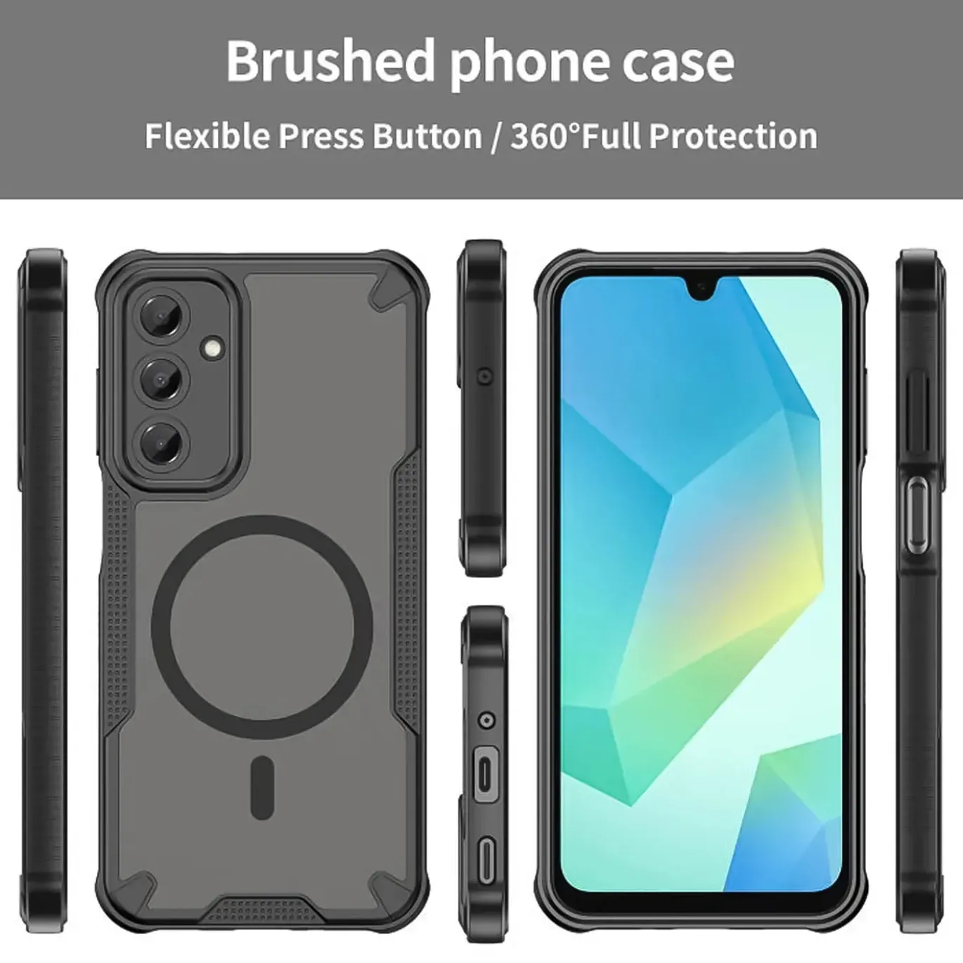 Samsung Galaxy A16 5G - Stoßfestes MagSafe Case in Schwarz mit halbtransparenter Rückseite