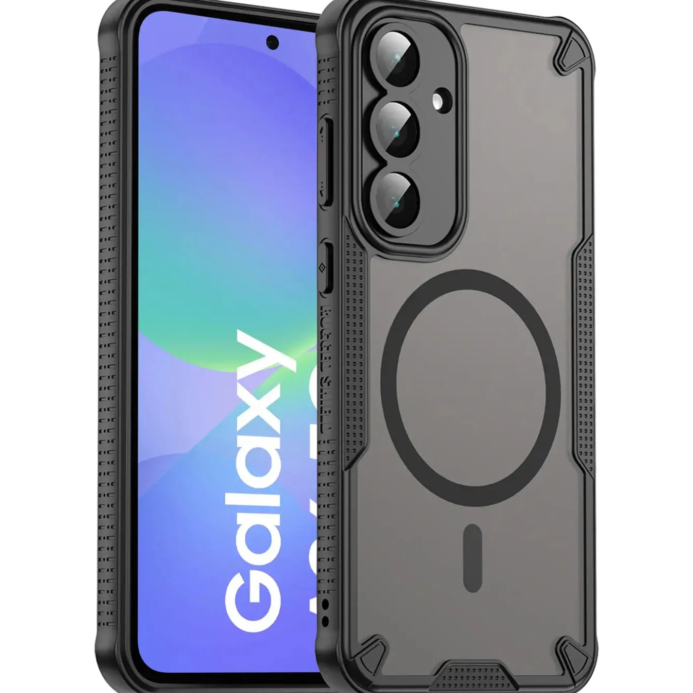 Samsung Galaxy A36 5G - Stoßfestes MagSafe Case in Schwarz mit halbtransparenter Rückseite