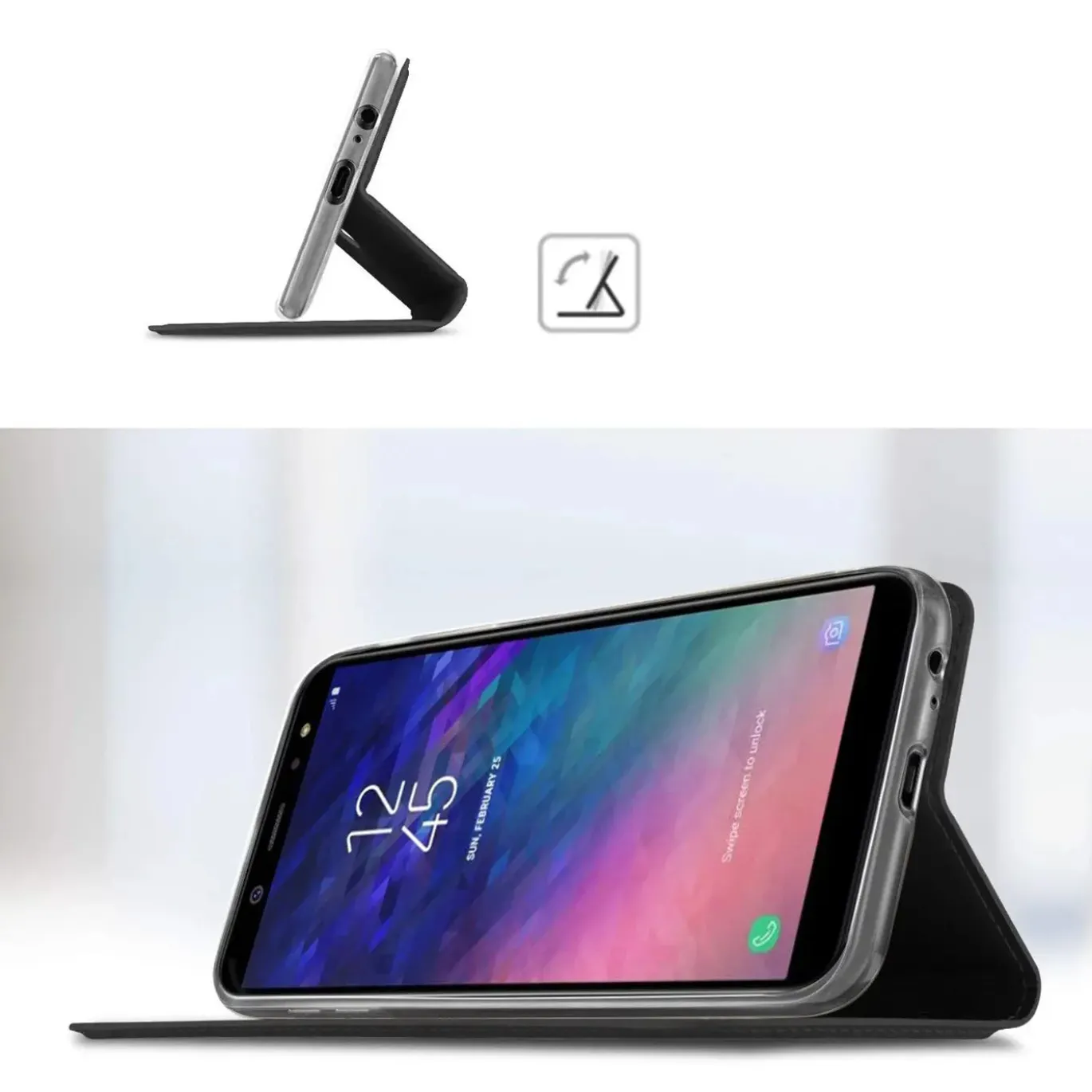 Samsung Galaxy A6 Plus - Booklet Case mit Magnetverschluss