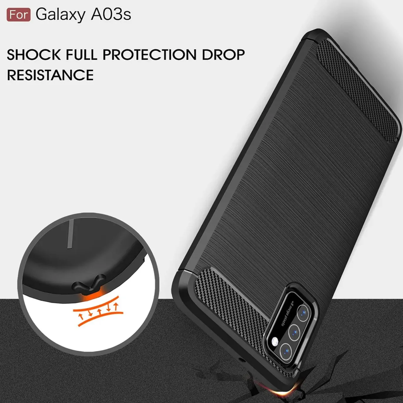 Samsung Galaxy A03s - Carbon Case Hülle, stoßfest